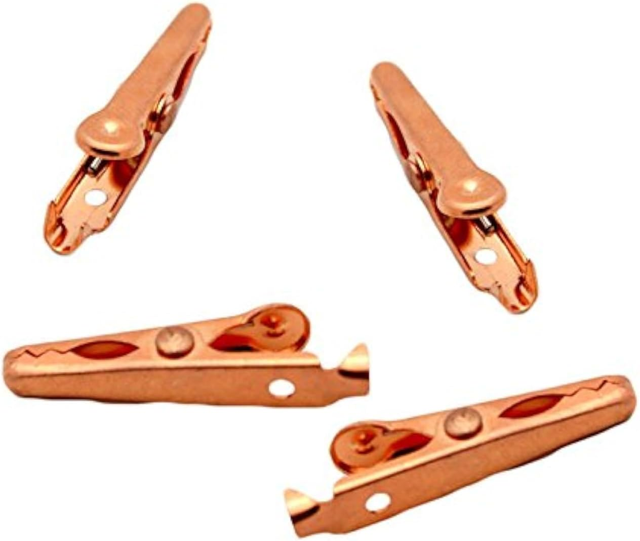Solid Copper Alligator Clips (4 Pack) Crocodile Jaw Soldering Heat Sink & DIY Test Clip Wire Connector Rated for 5 Amps (5A) & up to 12 Ga (12Awg) Wire image number 1