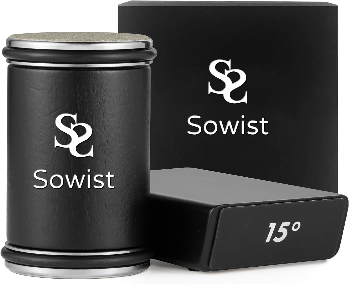 Rolling Knife Sharpener for Industrial Diamonds a Set of Knife Sharpener Tool for Grinding and Polishing Blades Simple Home Knife Sharpener Support 15&deg; and 20&deg; Magnetic Inclination(Black)