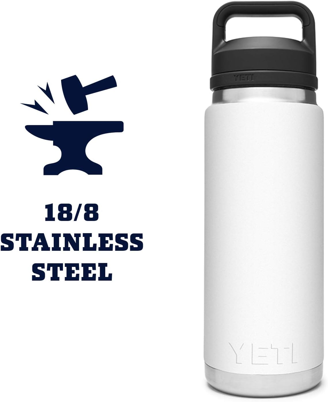YETI Rambler 26 Oz Bottle, Vacuum Insulated, Stainless Steel with Chug Cap, White - Big Wave Blue image number 5