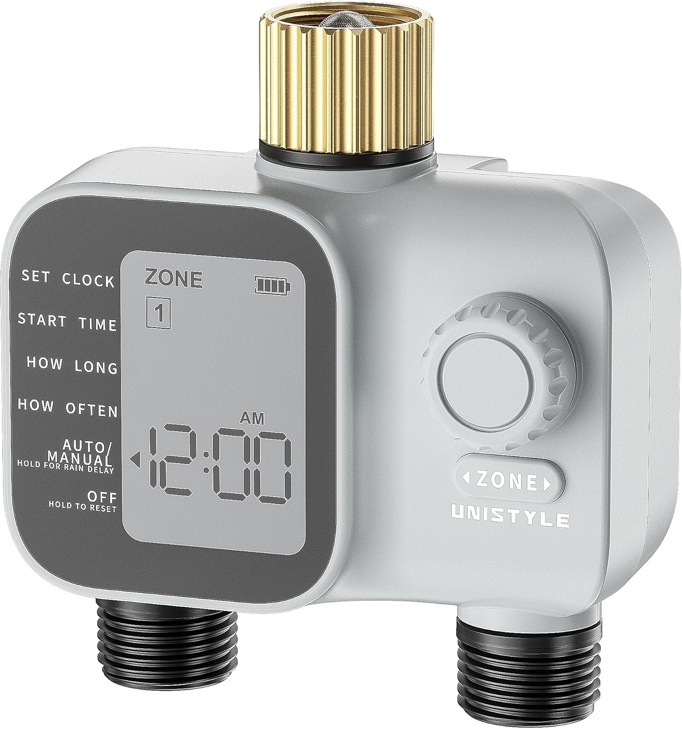Water Timer 2 Zones, Sprinkler Timer Dual Outlet with Industrial Brass Inlet, Easy to Set Up, Automatic/ Manual/ Delay Mode for Watering Hose, Programmable Garden Tap Irrigation System image number 4