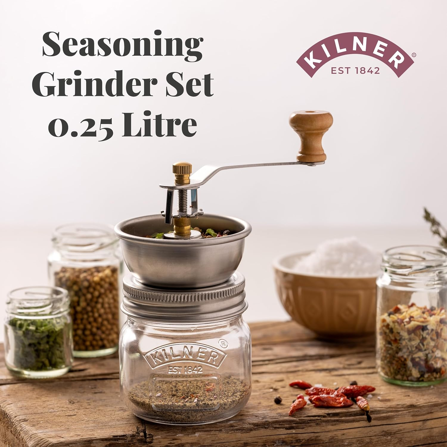 Kilner Spice Mill Set with Glass 0.25 Litre Preserving Jar image number 3