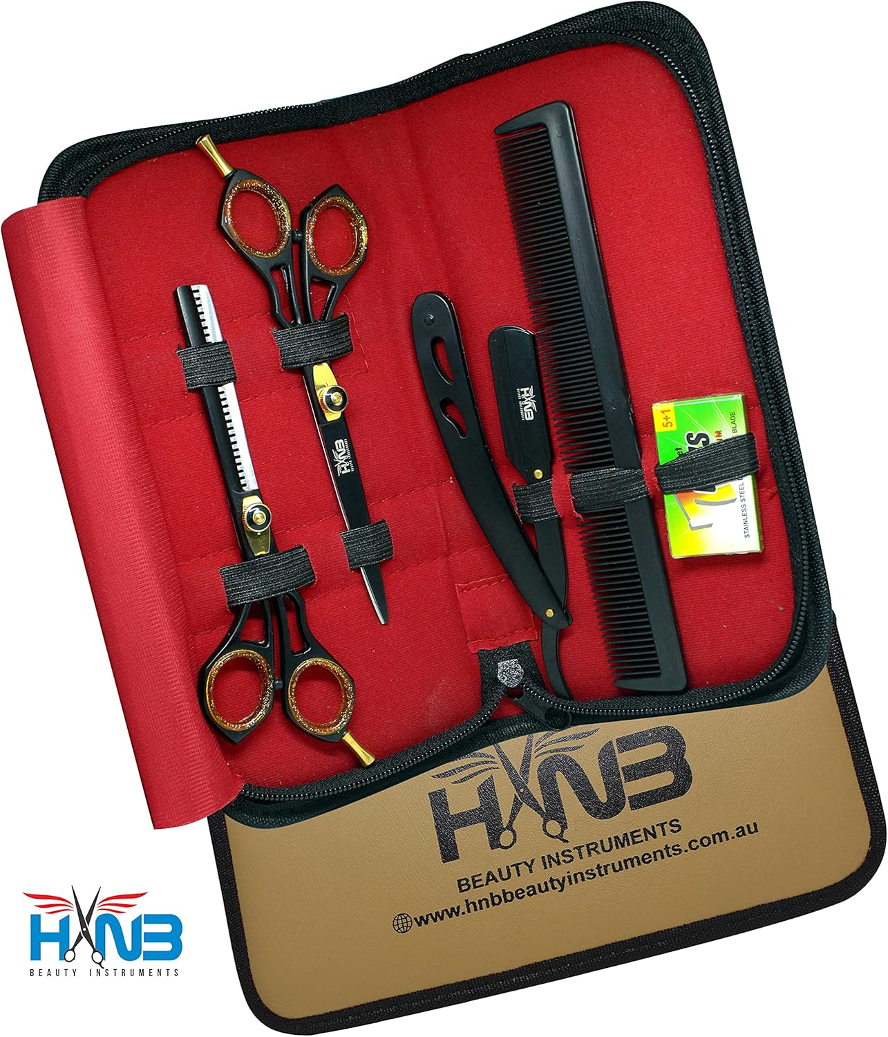 Hair Scissors | Professional Hair Cutting Scissors with Hair Comb| Hairdressing Scissors and Thinning Scissors - Hair Cutting Scissors, Hair Thinning Scissors (Black) image number 6