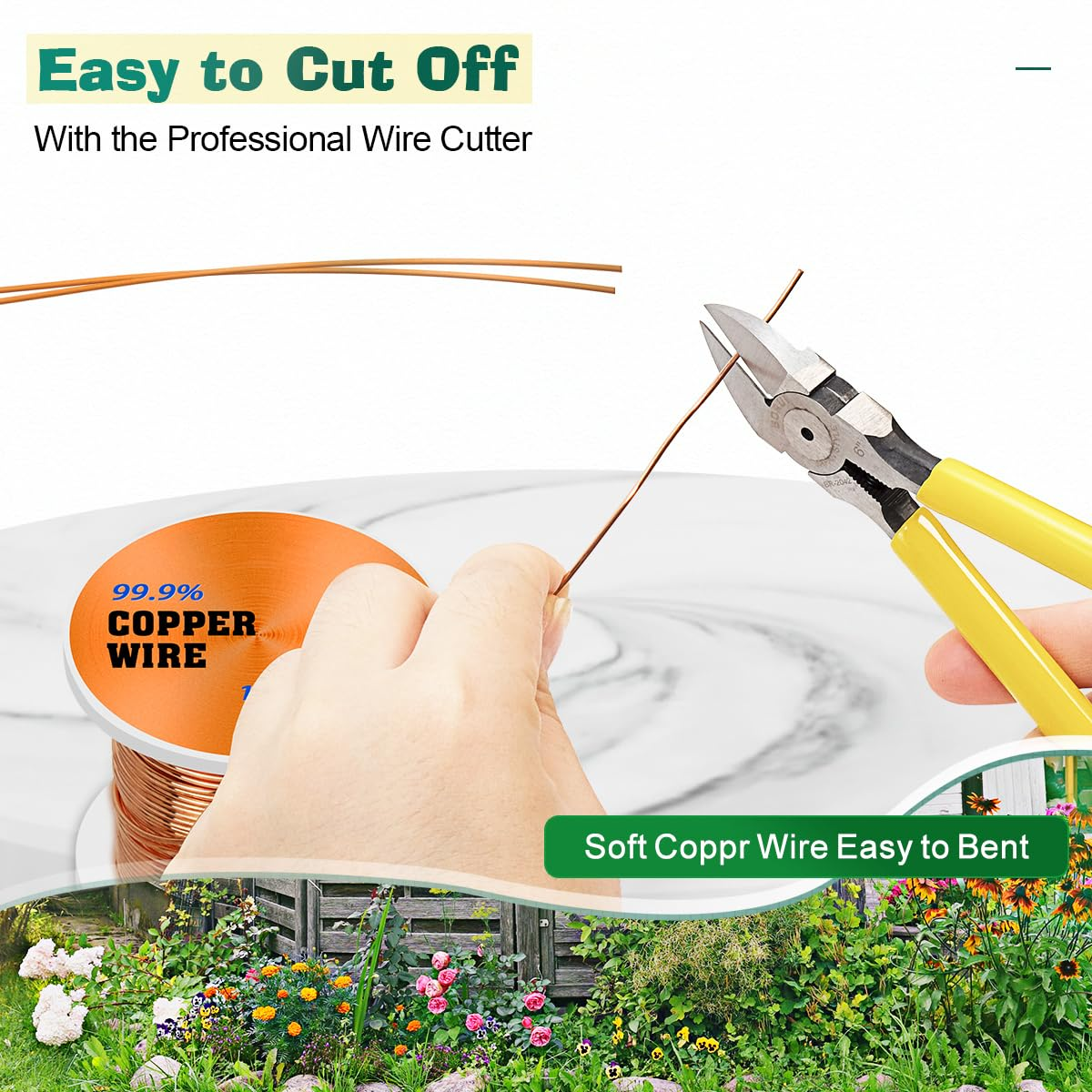 UCINNOVATE 99.9% Pure Copper Wire, 16 Gauge/ 1.3 Mm Diameter 33Feet Soft Pure Copper Wire, 16 AWG 10M Solid Pure Copper Wire for Jewelry Making Wire Craft Wire image number 1