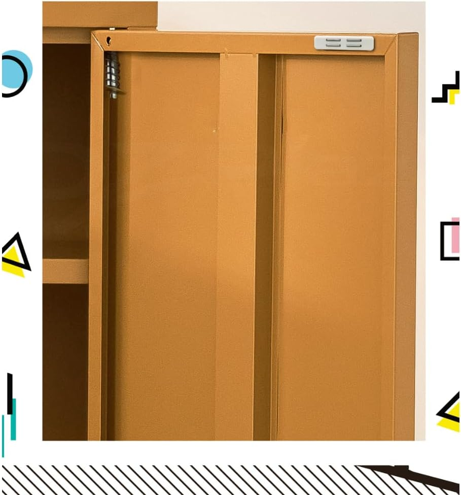 Artiss in Locker, Metal Sideboard Buffet Cabinet Bedside Table Shoe Storage TV Cabinets Organiser Home Bedroom Kitchen Living Room Bathroom Furniture, with Adjustable Shelf Handy Hook Yellow image number 6