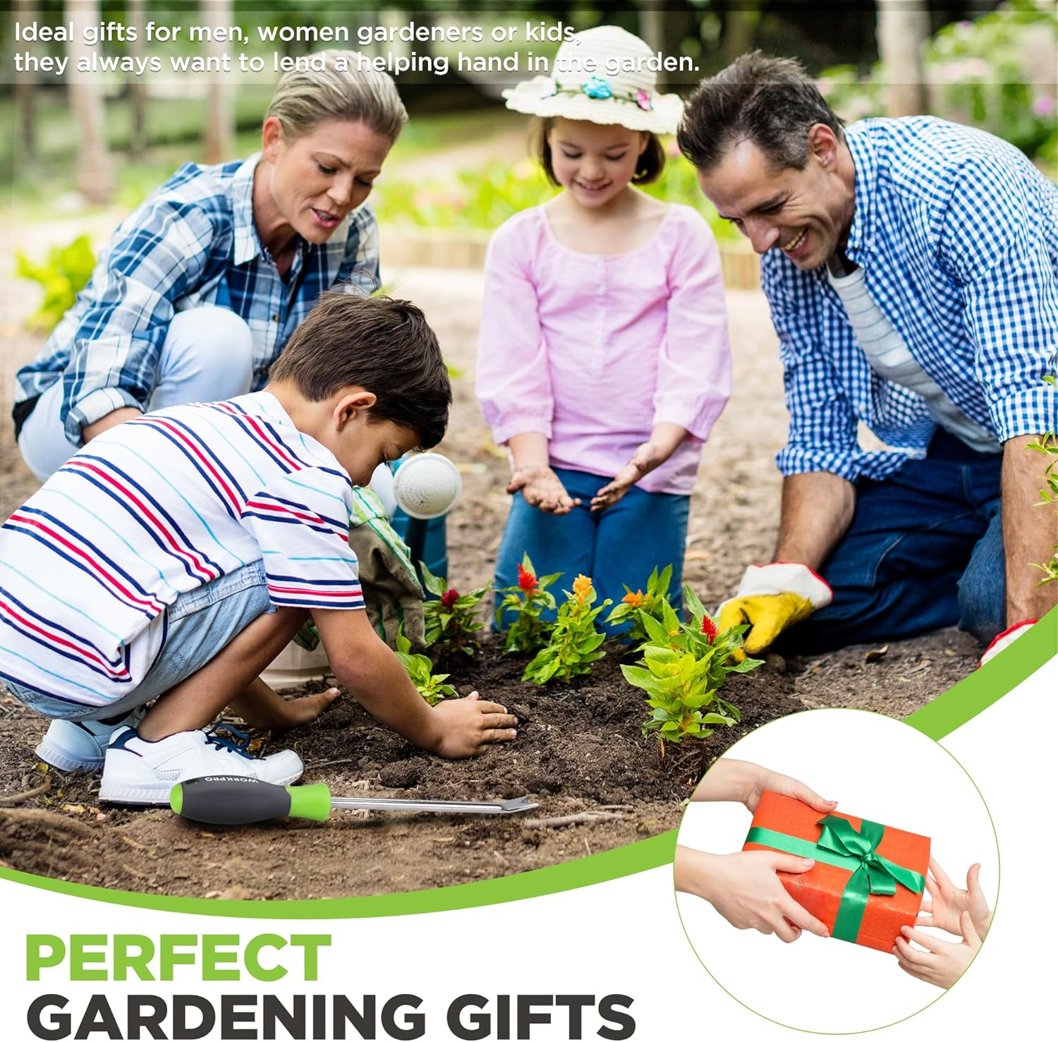 WORKPRO 11.5" Dandelion Weeder Puller Tool with Soft Handle, Polished Stainless Steel Garden Weed Remover Tool, Two-Pronged Fork Weeder Tool for Lawn Farmland Transplant Gardening Plant Tool image number 1