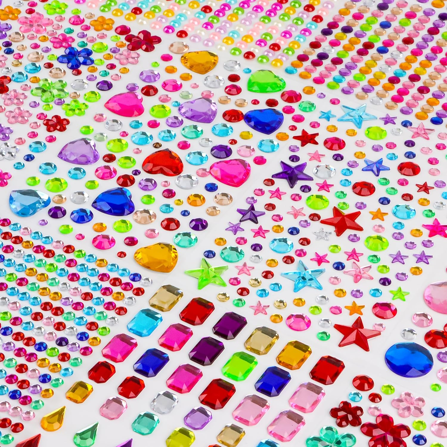 6059Pcs Gem Stickers 20 Sheets Rhinestone Stickers for Crafts Self Adhesive, Glitter Sticker DIY Decoration Assorted Shapes Acrylic Diamond Bling Heart Star Sticker for Face Eyes Nail Hair for Women image number 3