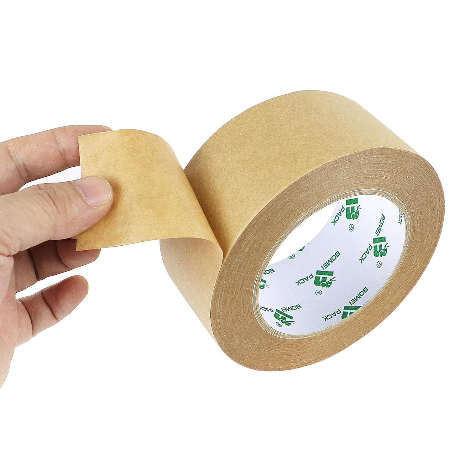 BOMEI PACK 2 Rolls Kraft Paper Gummed Tape Recyclable Writable Tearable High Tensile Strength for Carton Sealing Photo Frame Seal (2&rdquo;X 66 Ft per Roll) Color Brown