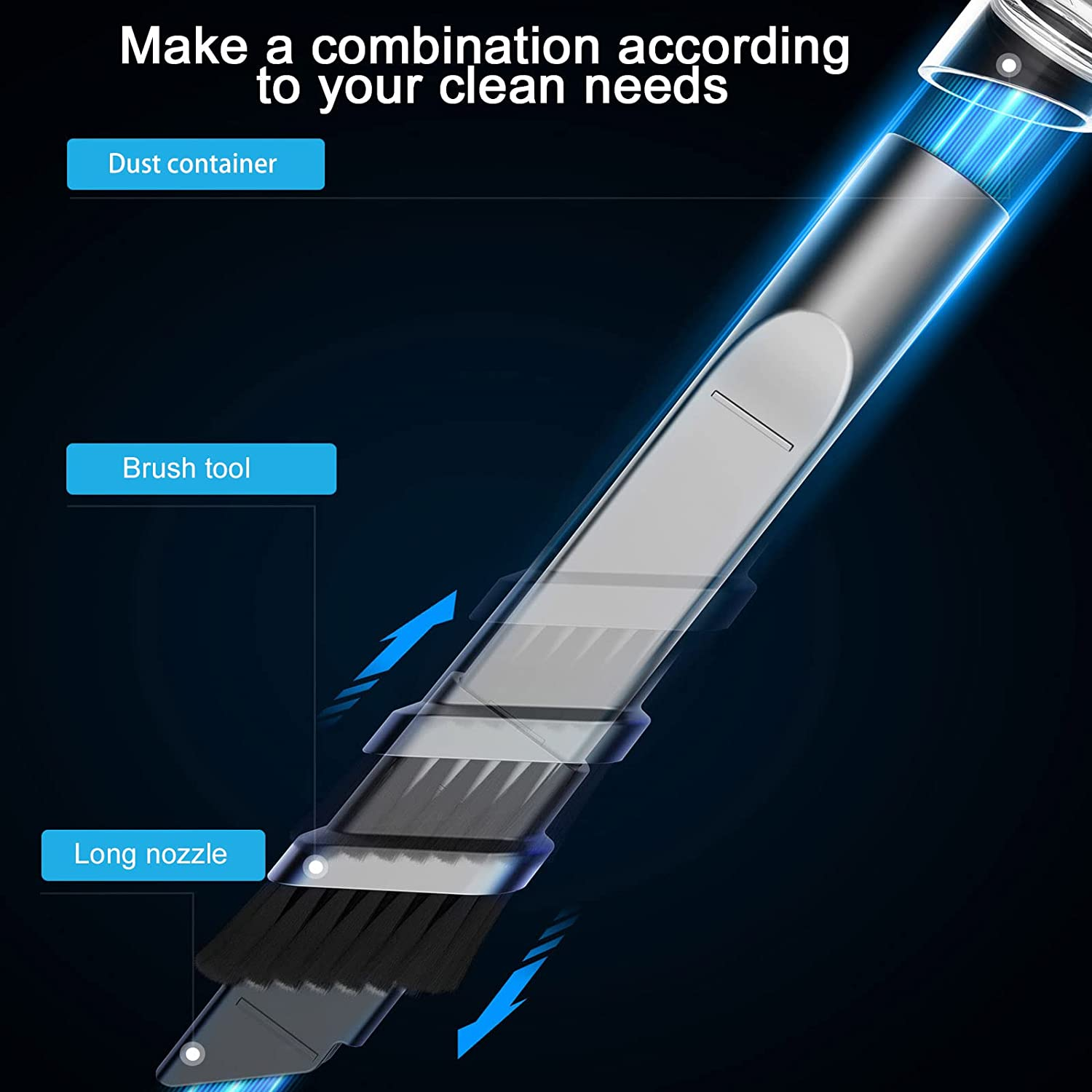 Ekbas Car Vacuum Handheld 9000PA Suction Cleaner with LED Light,Car Cordless Rechargeable,Portable For - White image number 3