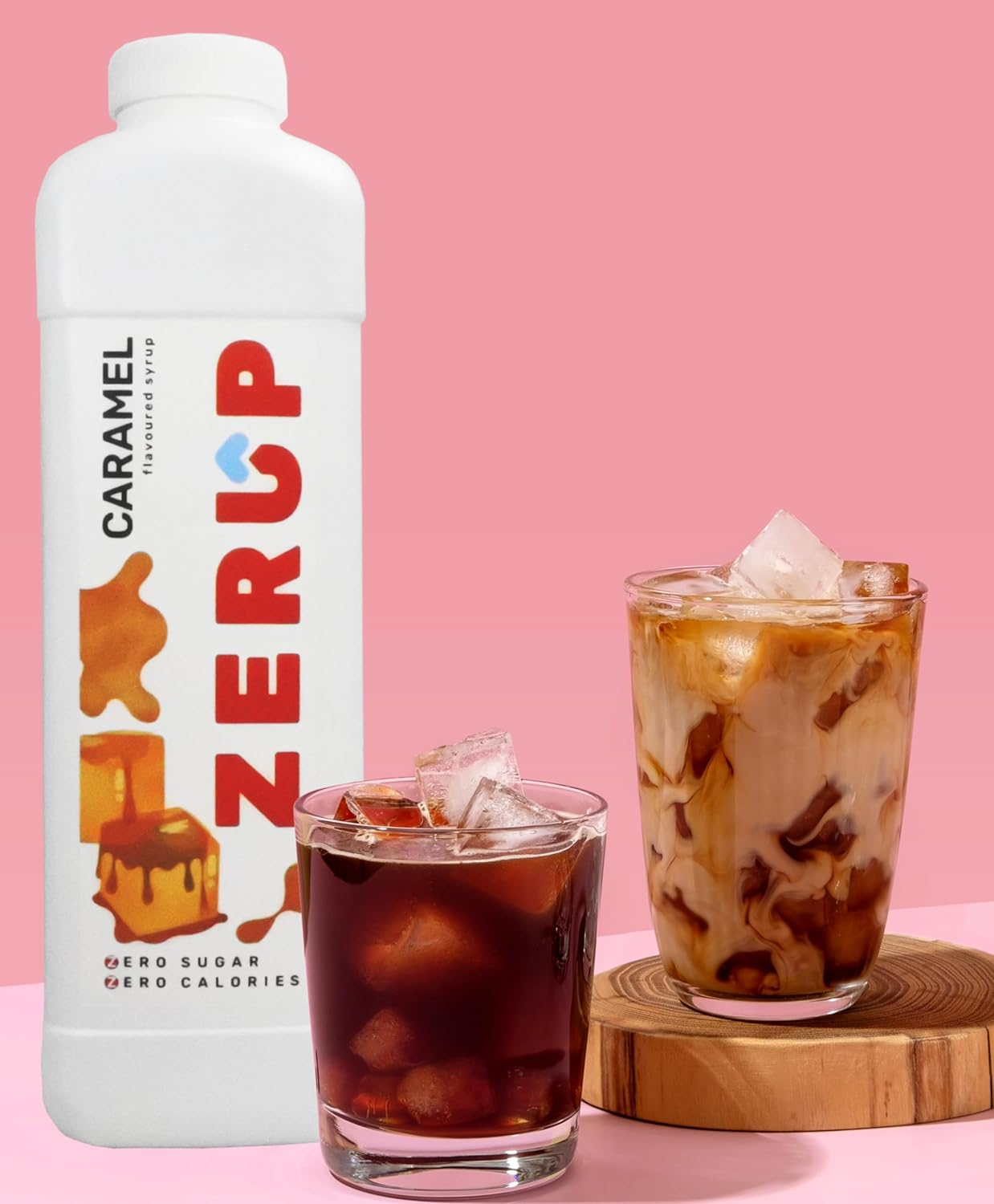 Zerup Zero Sugar Caramel Flavoured Syrup 1L Bottles, Sugar Free Syrup, Caramel Flavour Drink Mix, Low Calorie Flavourings for Milk Shakes, Cocktails, Teas, Gluten Free, Keto Friendly, Halal image number 1
