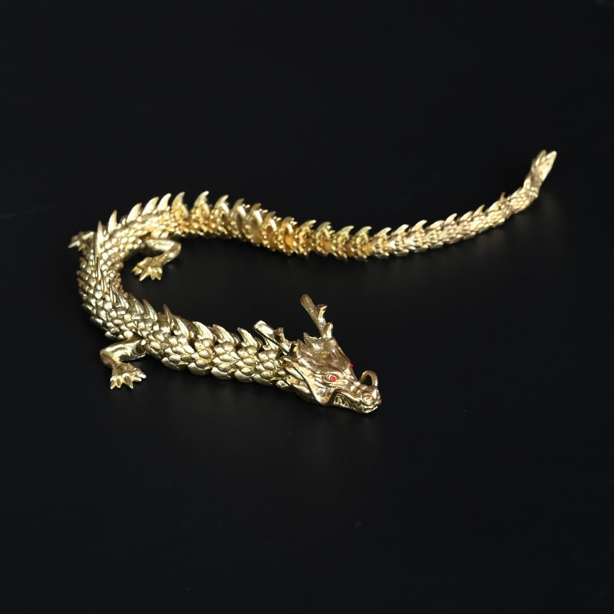 NHDT SW910 Movable Change Shape Dragon Statue. Chinese Brass Decor.Home Office Desk Decoration image number 1