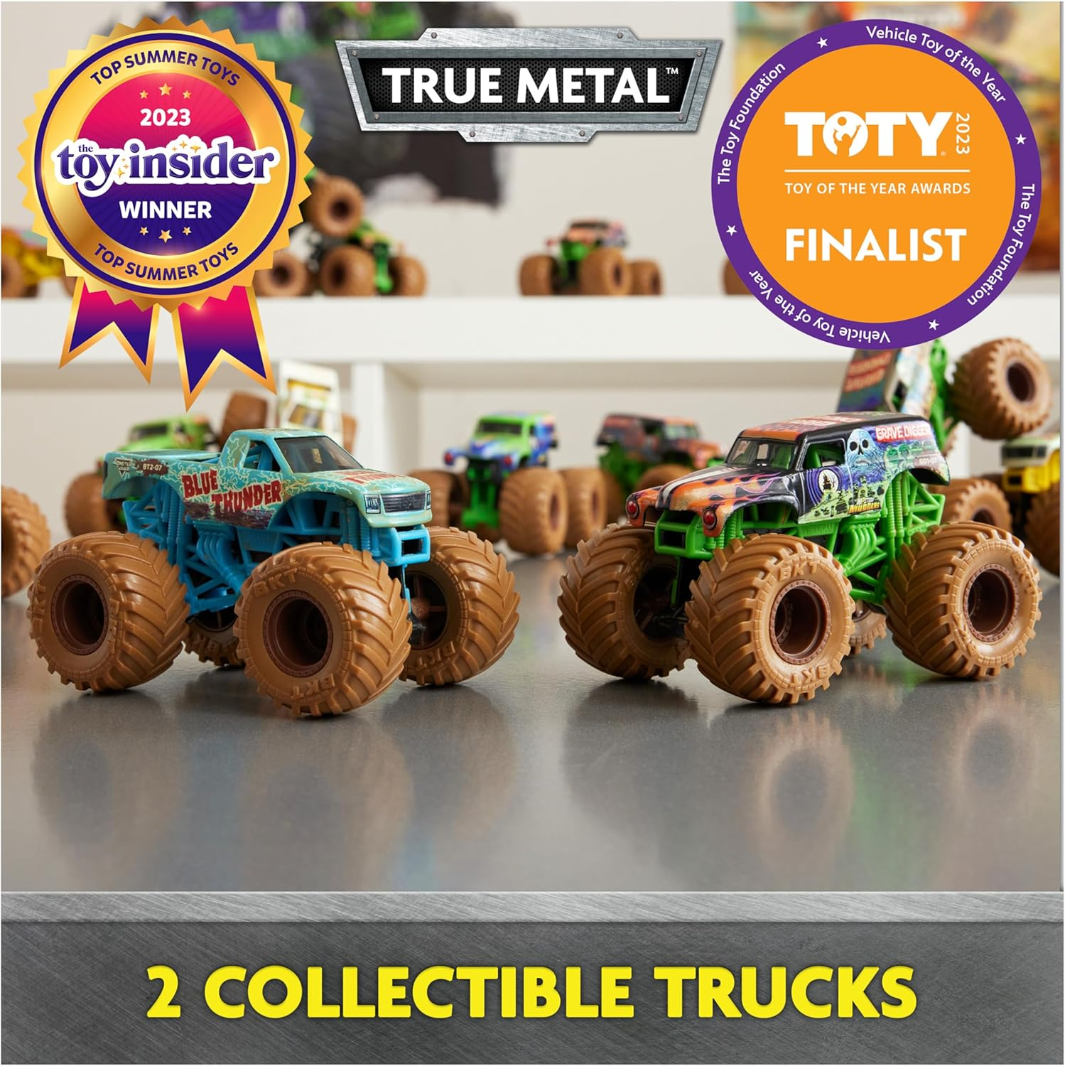 Monster Jam, Mystery Mudders 2-Pack Monster Trucks, Official 1:64 Die-Cast Vehicles, Wash to Reveal (Styles Will Vary), Kids Toys for Boys 3+ image number 2