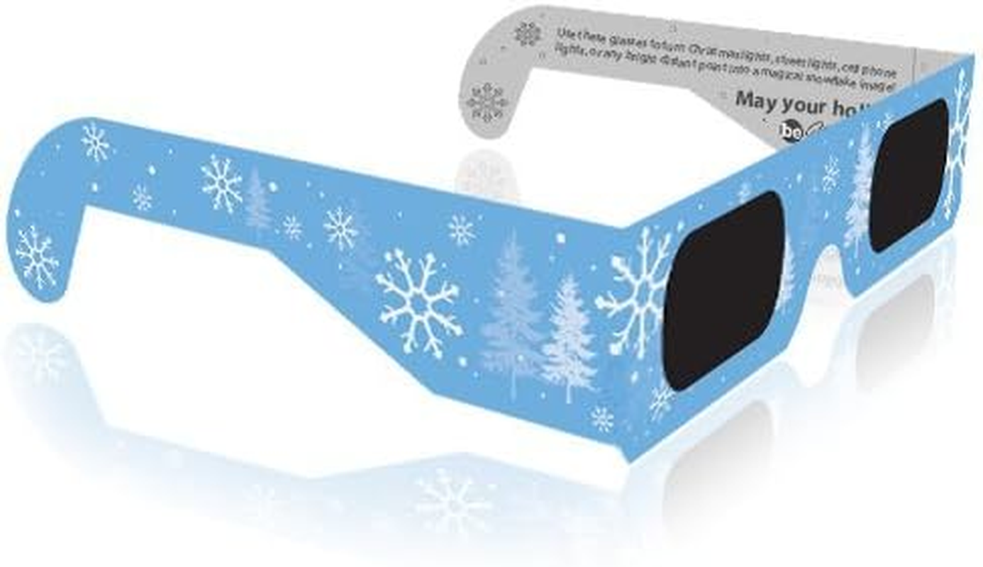 Christmas 3D Glasses - Holiday Specs Transform Lights into Magical Snowflake Image (10 Pack)