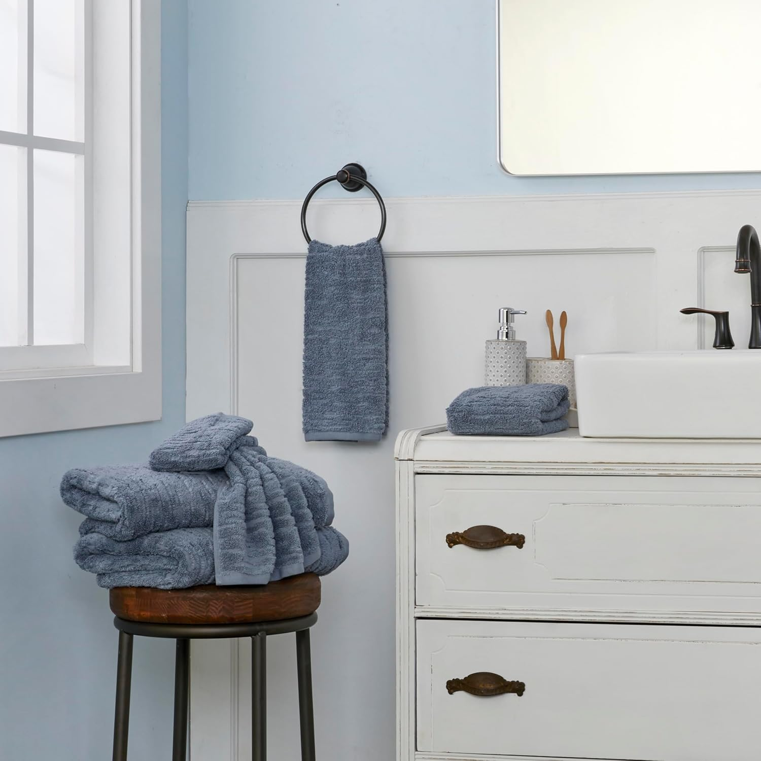 SKL Home Cloudsoft Cotton Luxury 6-Piece Towel Set, Smoke Blue image number 4