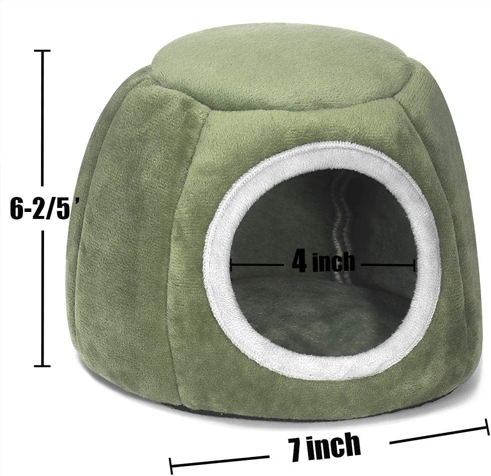 MJ - Hamster Bed Washable Guinea Pig Cage Accessories Small Animal Bed Hideout for Guinea Pig, Hedgehog, Hamster, Sugar Glider (Green) image number 2