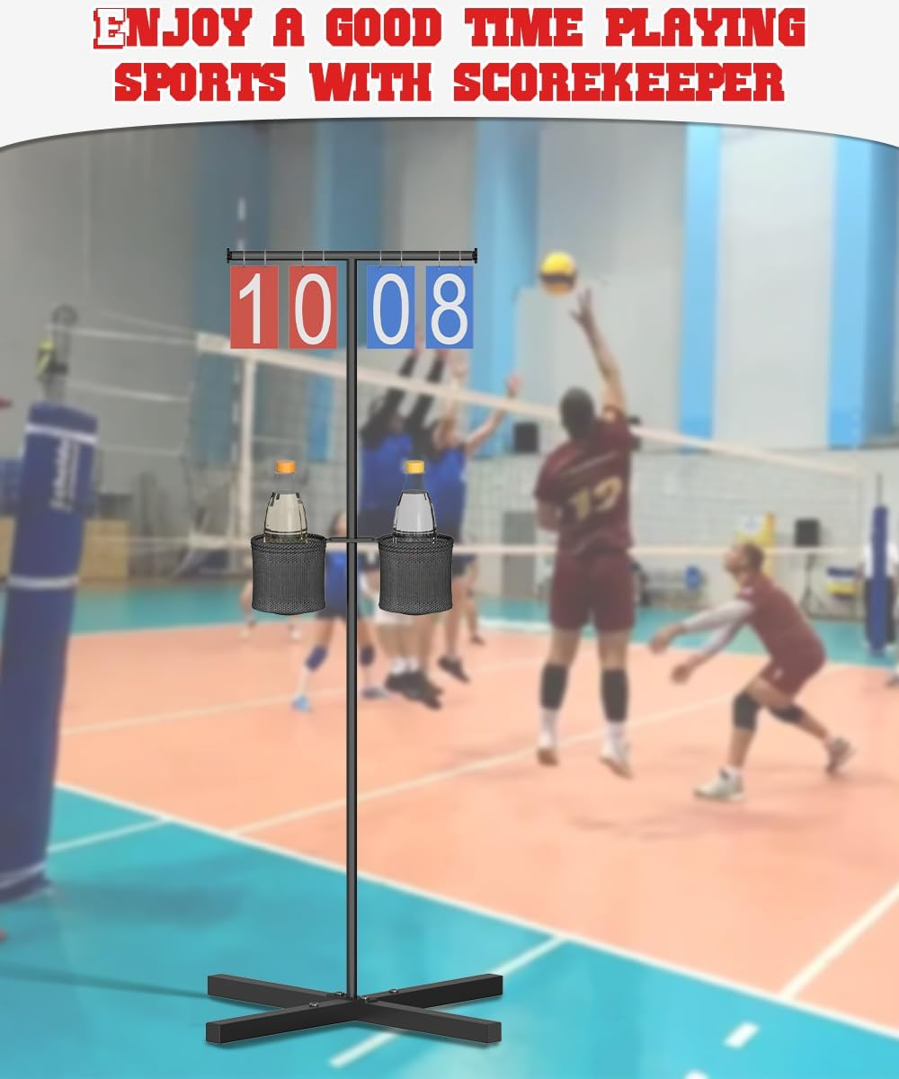 Queension Manual Flip Scoreboard with Stand, Cornhole Scoreboard with Drink Holder for Cornhole Accessories, Basketball Score Keeper, Scoring Board for Pickleball/Tennis/Badminton/Sports image number 4