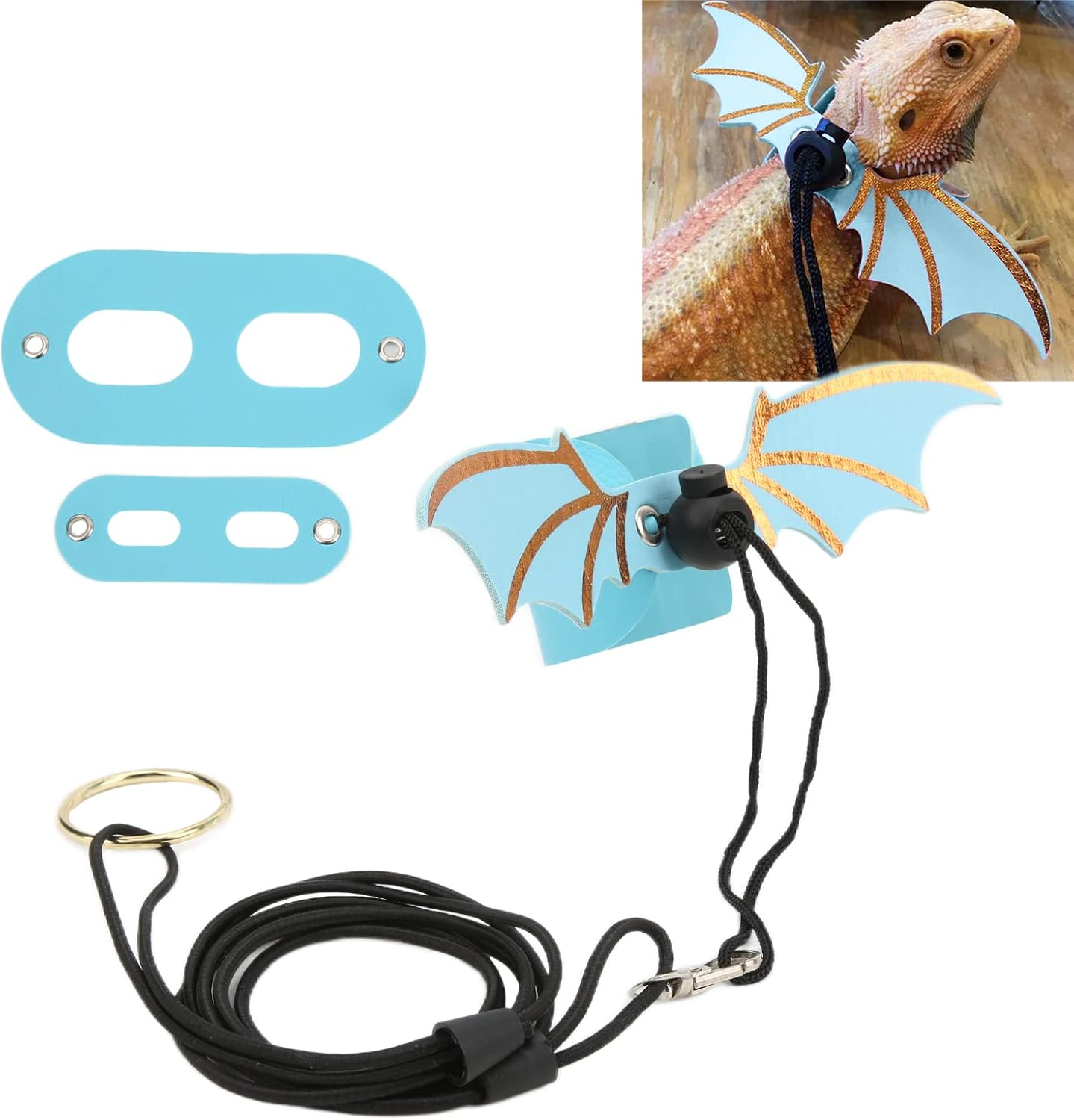 Adjustable Lizard Leash, Lizard Leash for Reptiles Bearded Dragon Harness Bearded Dragon Leash Bearded Dragon Accessories for Reptiles Small Pet Animals(Blue)