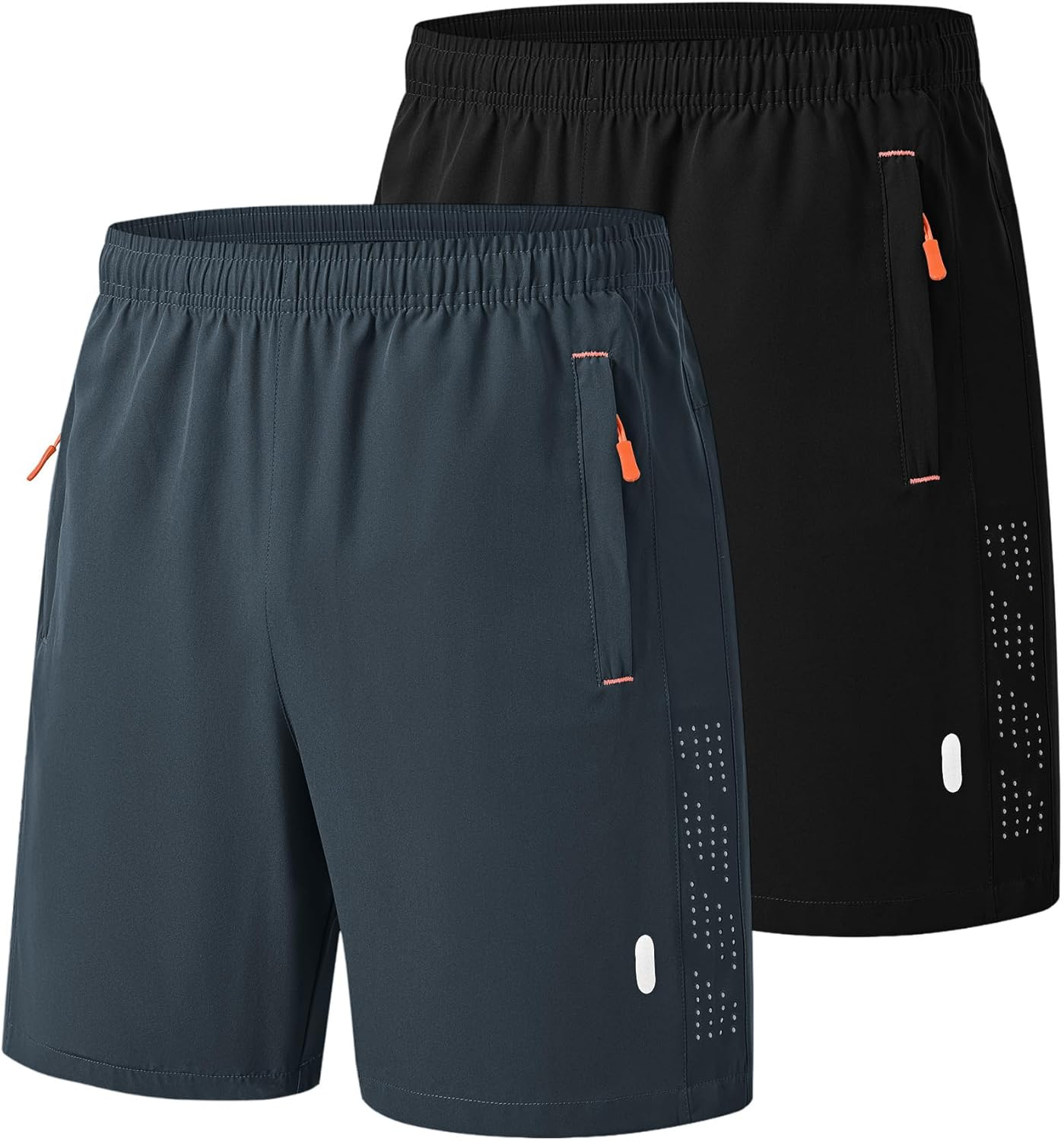 RBYEKP 2 Pack Men'S Sport Shorts Pack Zip Pockets Gym Training Jogging Shorts for Men Athletic Lightweight Elastic Waist