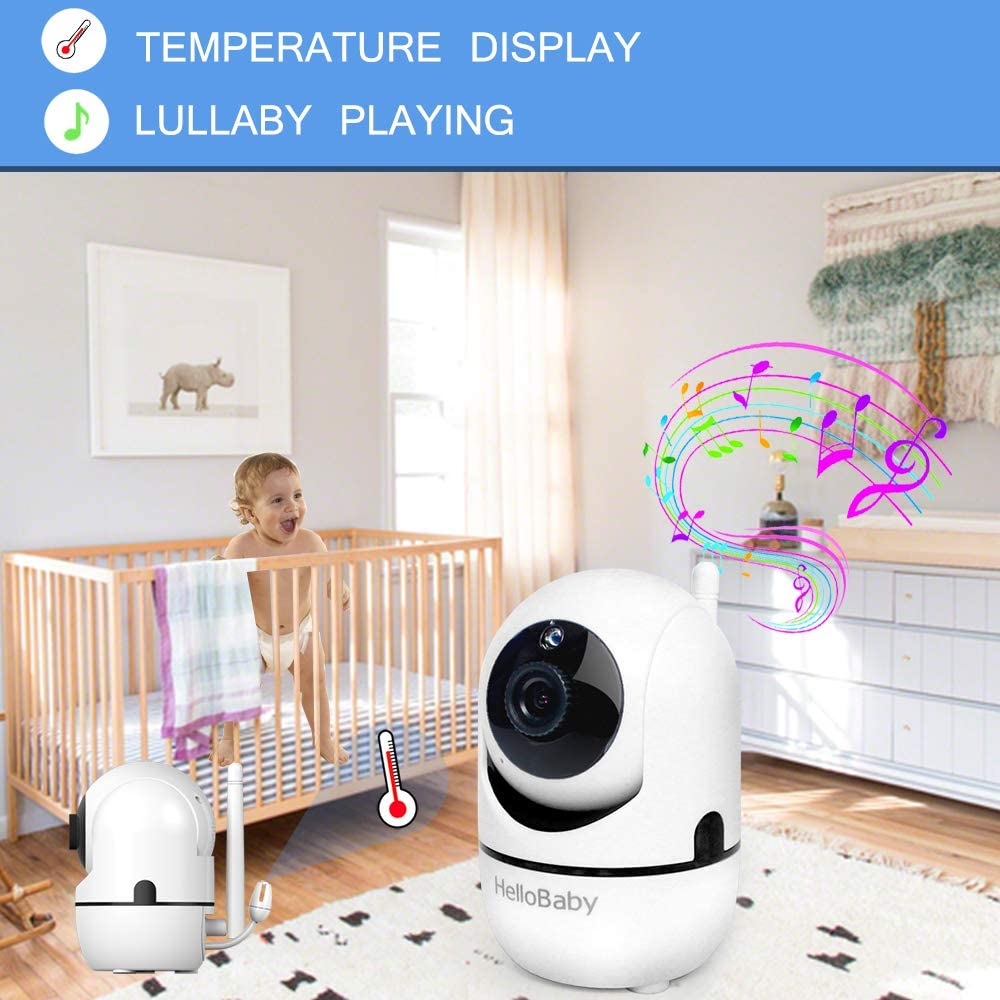 Hello Baby Monitor with Camera and Audio,3.2" Screen, 2.4Ghz Video Baby Monitor with Night Vision, Temperature Display, Lullabies, 960Ft Long Range No Wifi,High Capacity Battery image number 4