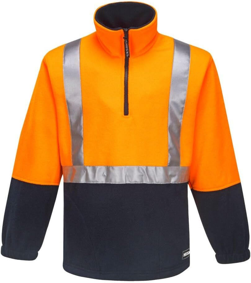 Huski K8162 Reflective Utility Polar Fleece Jumper Yellow/Navy, Small