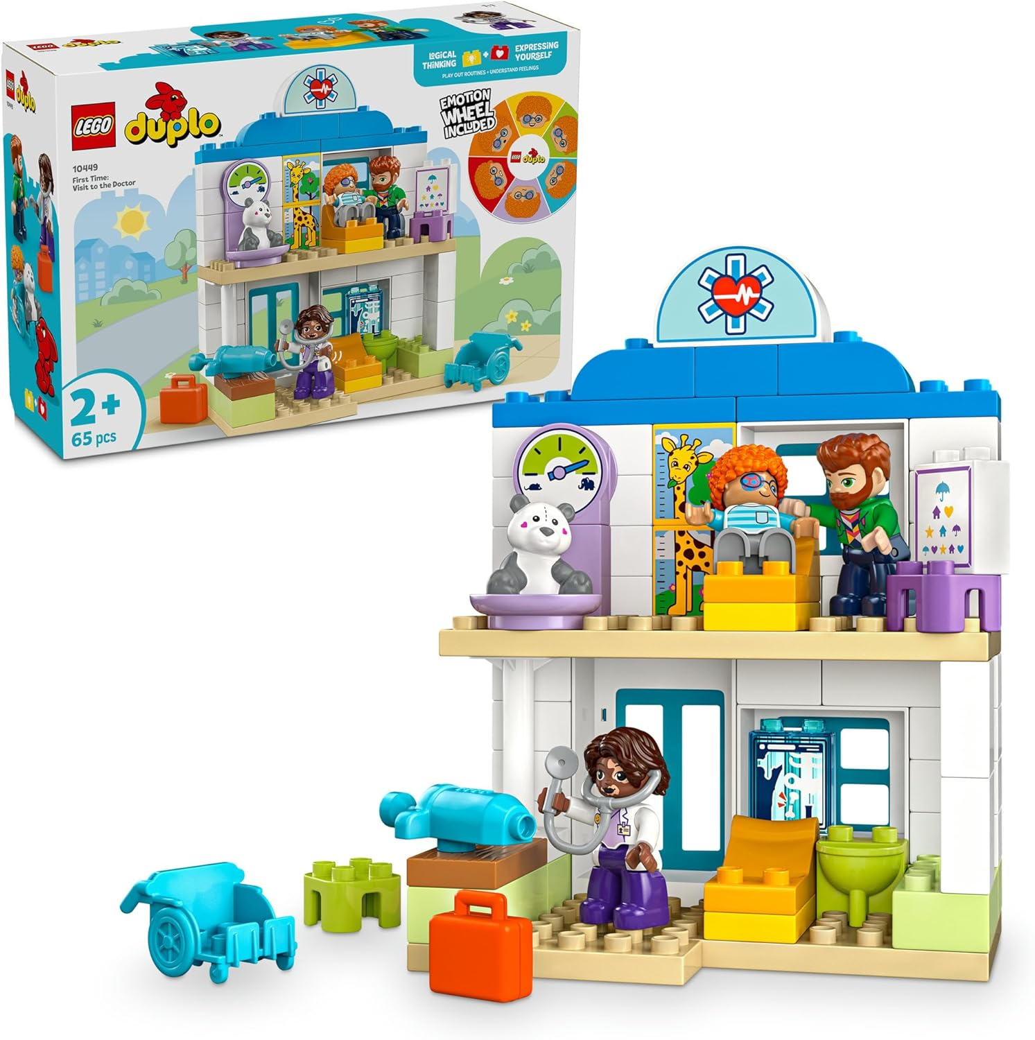 LEGO DUPLO First Time: Visit with the Doctor Playset, Baby & Toddler Early Development Toy with Emotion Cards, Montessori Set for 2+ Year Old Boys & Girls, Kids Toy Develops Social Skills 10449 image number 2