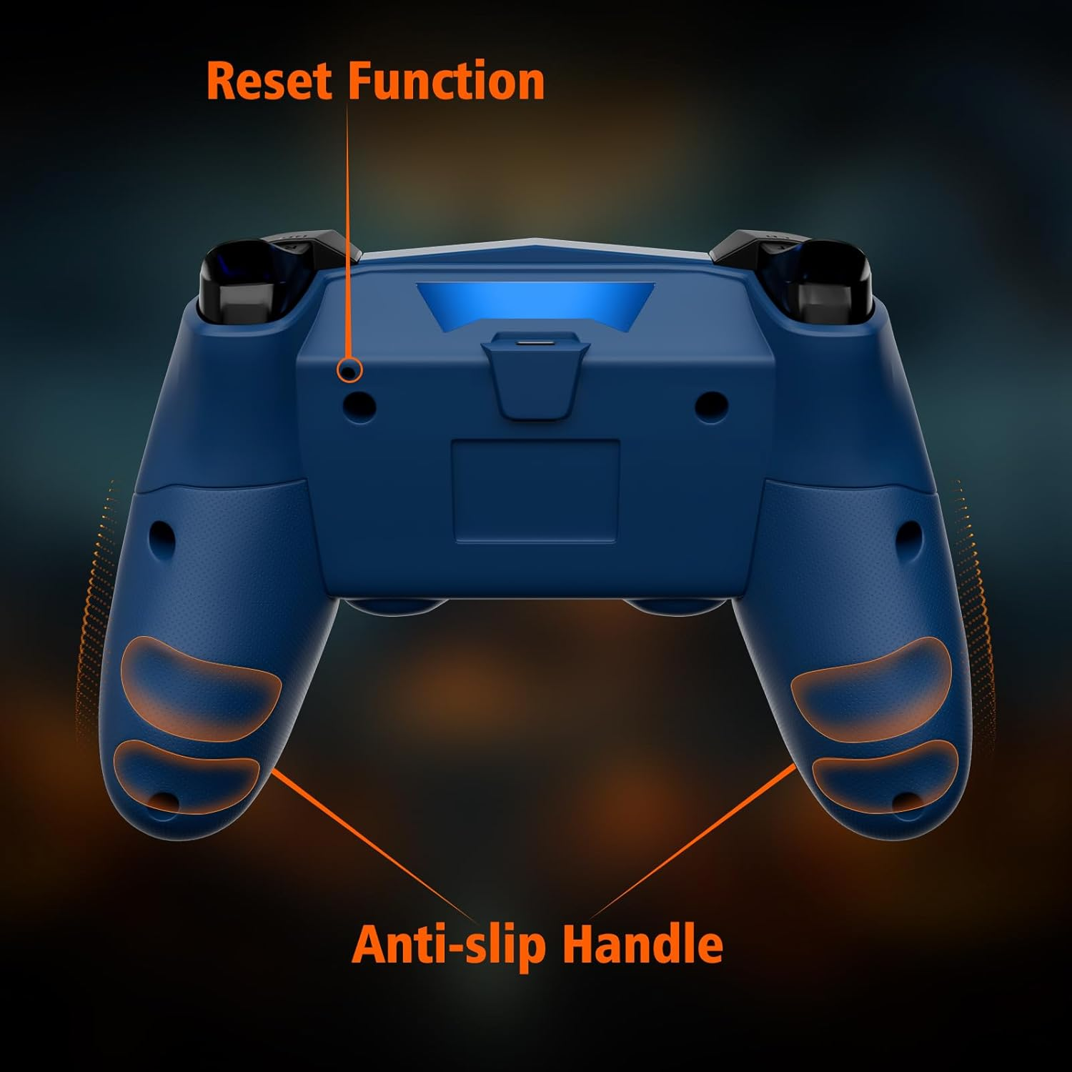 Wireless Controller for PS4, LED Controller for Playstation 4 with 5 Light Modes/Usb-C Charging Port/Touchpad/Dual Motors/6-Axis Gyro/3.5Mm Audio Jack, Bats-Shape Light Design Game Control for Ps4(Blue)