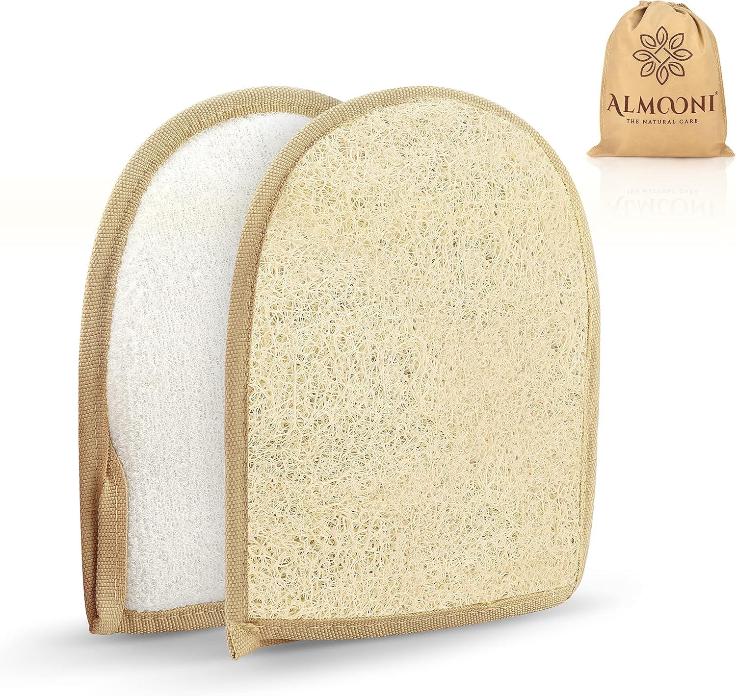 Premium Exfoliating Loofah Glove Pad Body Scrubber. Our Mitt Gloves Are Made of Natural Egyptian Shower Loufa Sponge and Soft Cotton Materials (2 Pack) image number 2