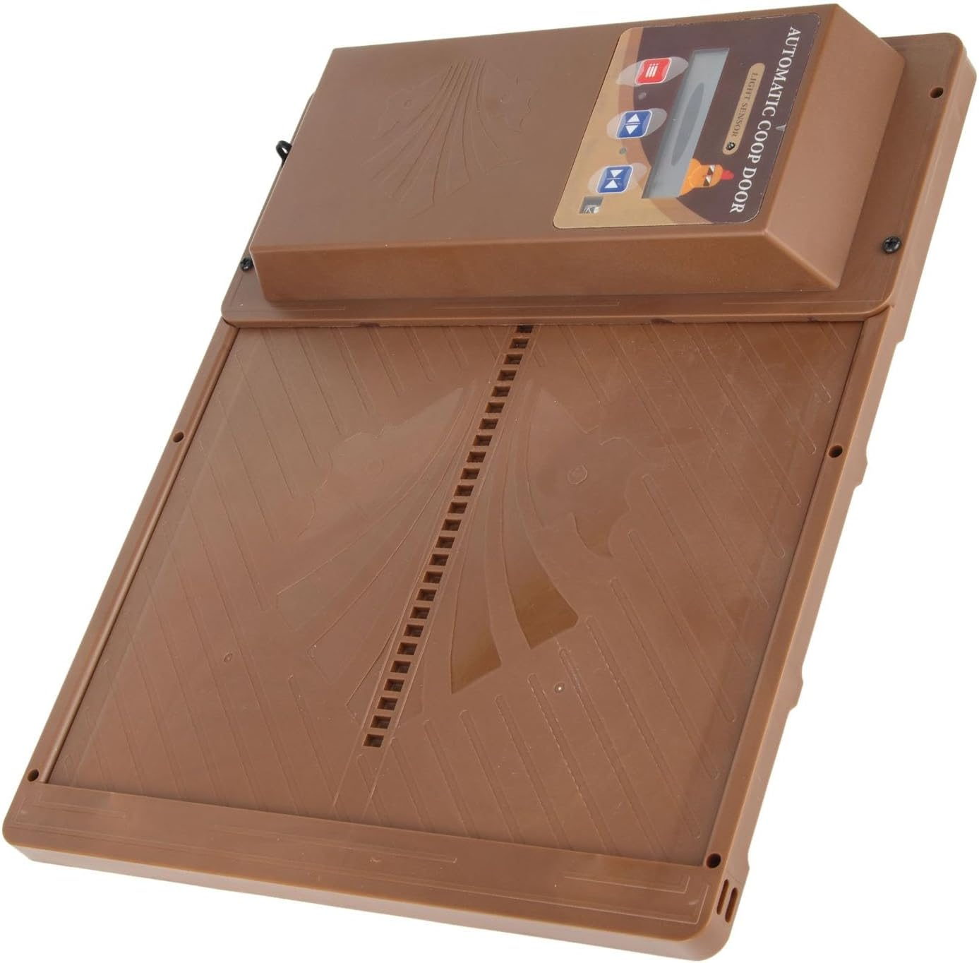 Automatic Chicken Coop Door, Smart Remote Control Solar Opener with LED Display Screen for Poultry Protection (Brown) image number 4