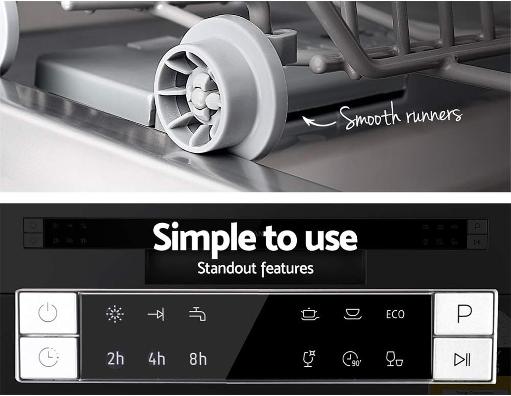 Devanti Benchtop Dishwasher Countertop Freestanding Dishwashers 8 Place Settings, Touch Control LED Display, 6 Wash Programs Delay Start Drying System Silver image number 4