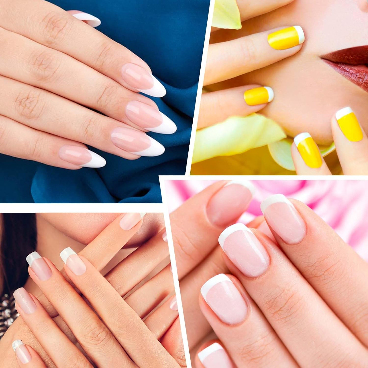 Oruola 40 Sheets 1620 French Tips Self-Adhesive Manicure Strips 4 Designs White French Tip Nails for Women Girls DIY Tools image number 6