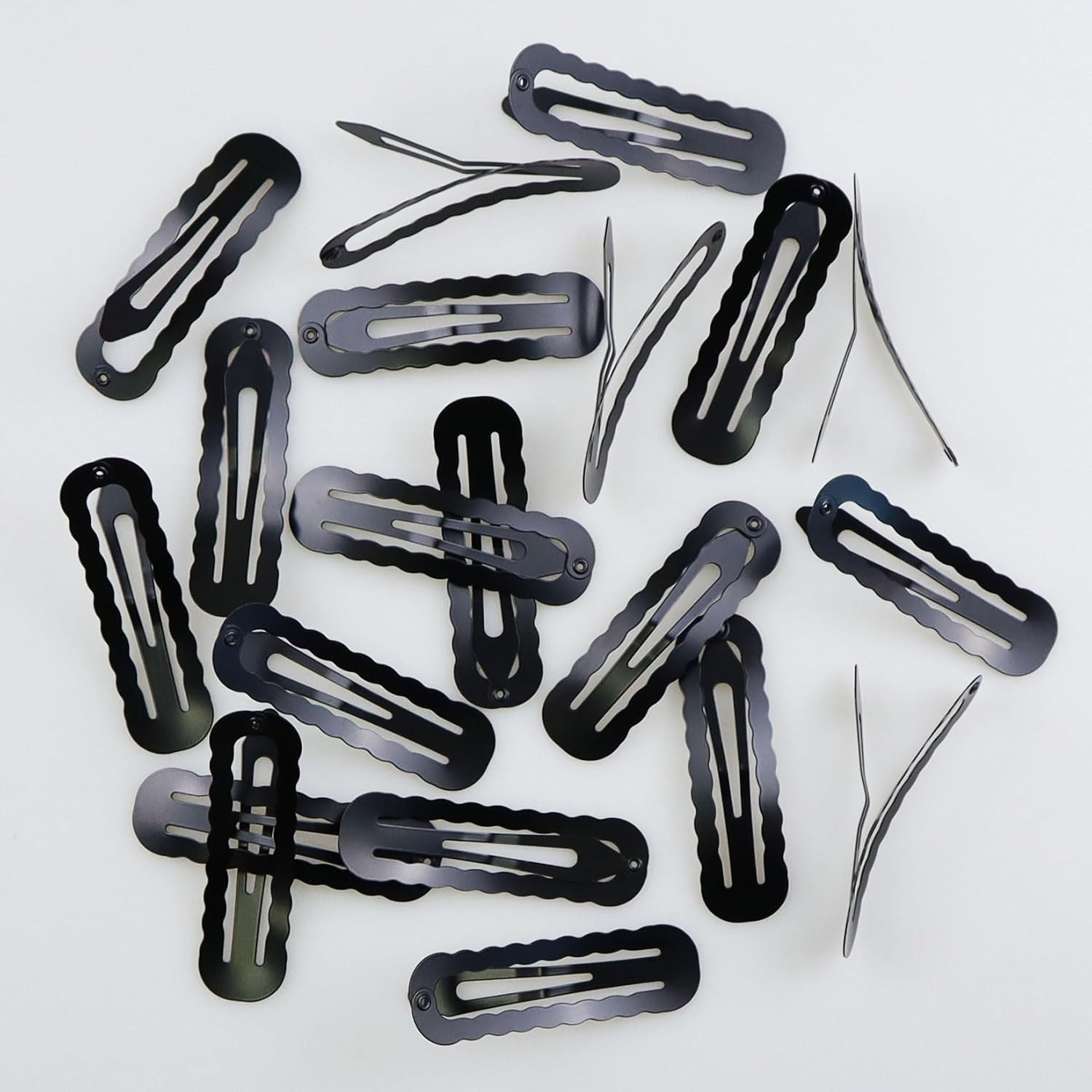 Hair Clips Girls Pack of 20 6 Cm Large Snap Hair Clips Hair Clips Metal Hair Clips Black Hair Clips Hair Accessories Hair Clip for Girls, Men and Women - Wavy Oval