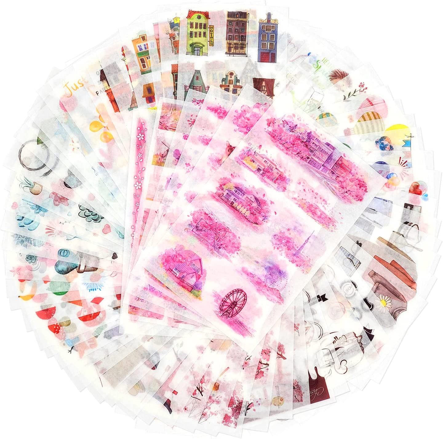 72 Sheets Scrapbooking Stickers Washi Paper Stickers Decoration Sticker Planner Stickers 12 Themes Assorted for Diary, Album, Journals, DIY Arts and Crafts (Innocence)