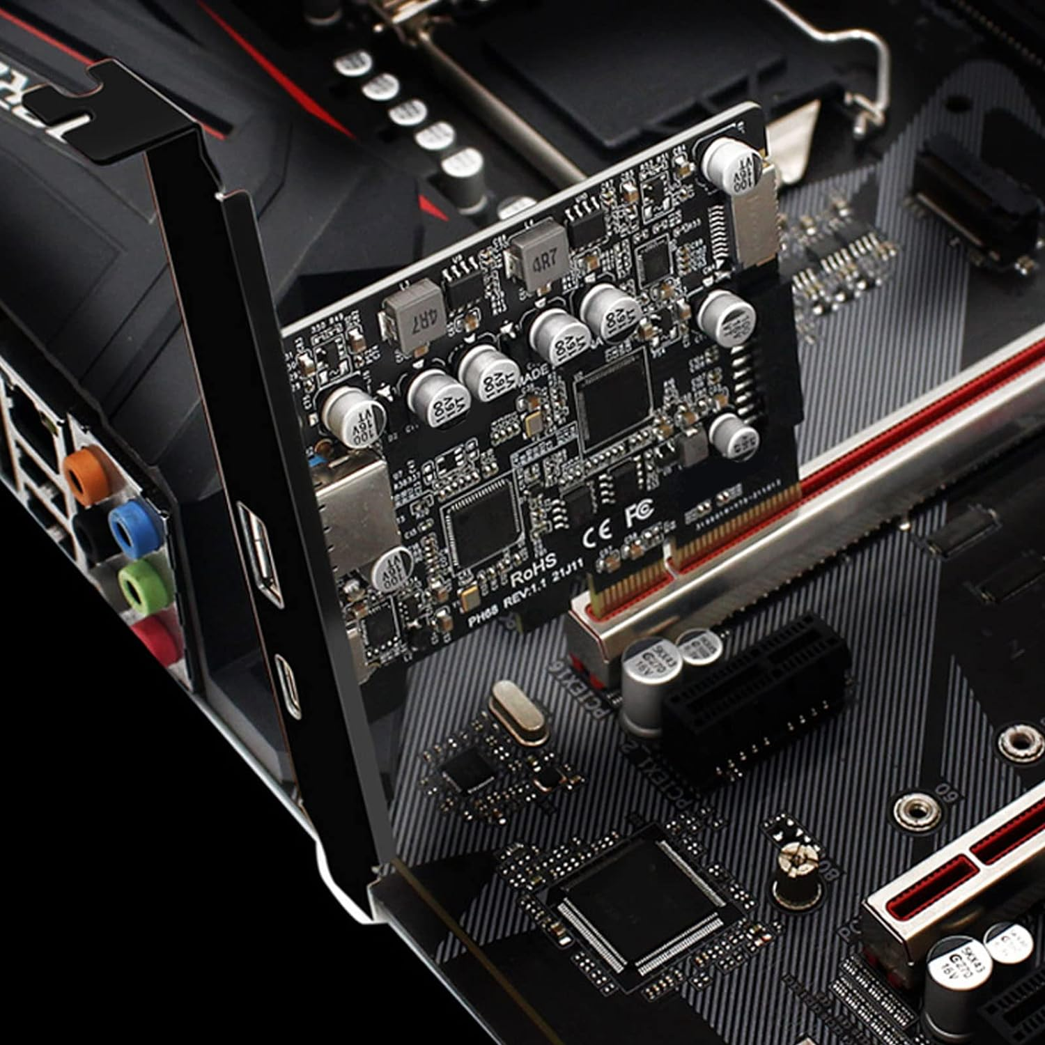 Pcie to USB 3.2 Gen 2 Adapter, Dual Port (1X Type a + 1X Type C), 10Gbps High-Speed Internal 19 Pin Connector, Front Type E for Desktop Computer image number 1