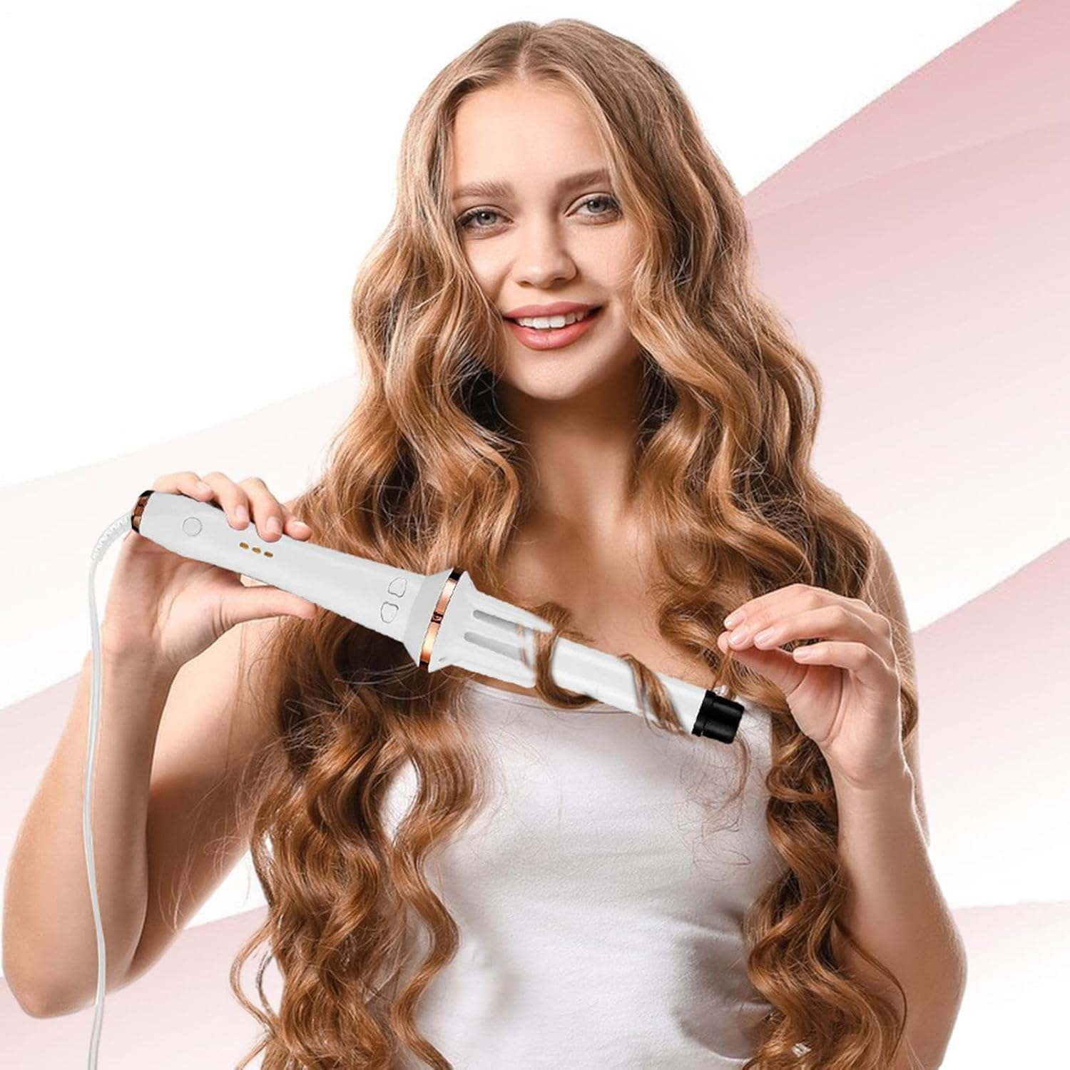 Automatic Curling Iron &ndash; Cordless Styling Wand, Portable Hair Tool | Adjustable Temperature Curling Device, anti Frizz Styling Machine for Smooth Curls Short Hair Long Hair Travel Home Salon Use image number 2
