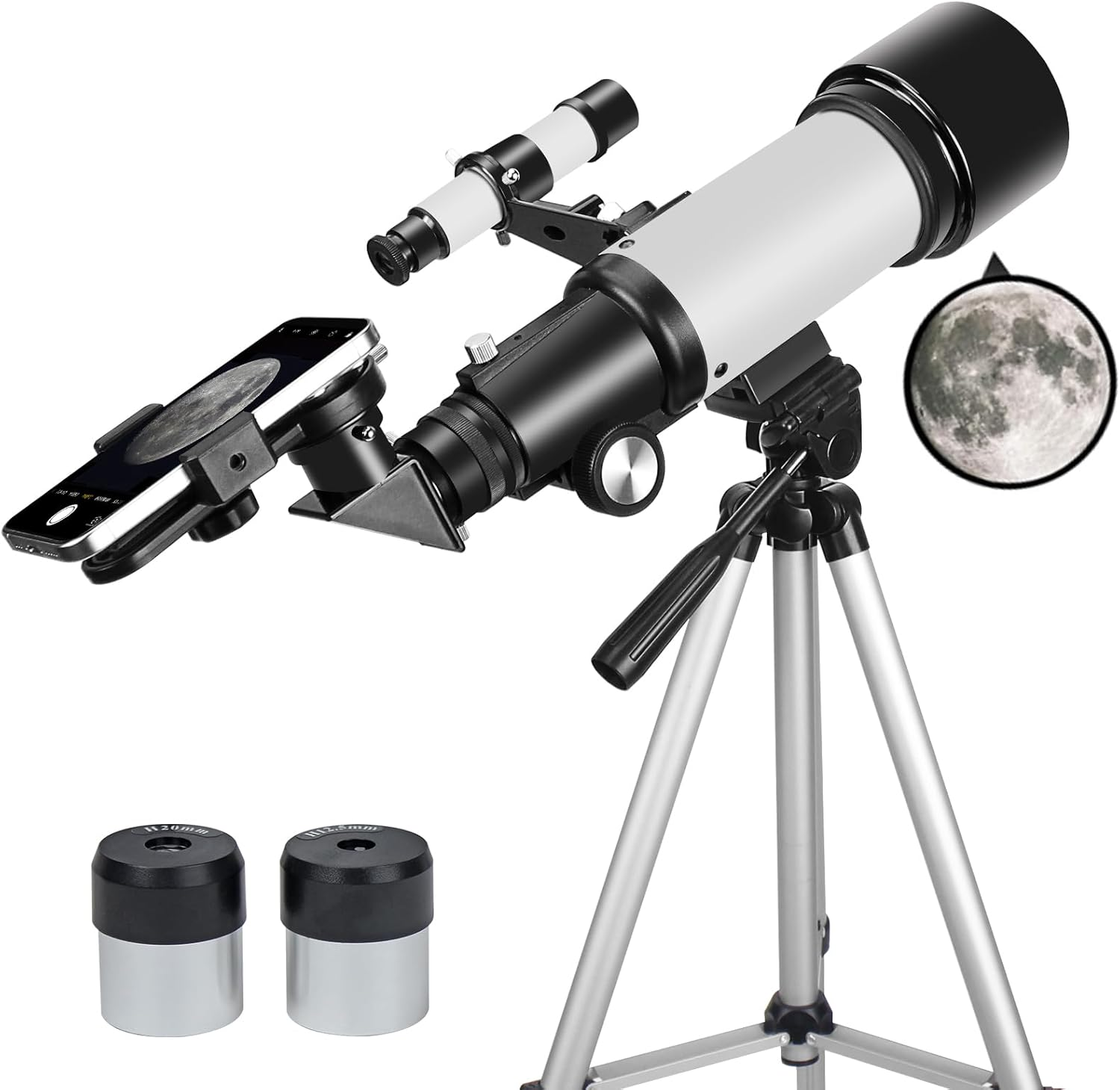 Telescope for Adults Beginners, Opening 70Mm, 400Mm, Full AZ Support, Multi-Coated Optics Refractor, Travel Telescope with Tripod Holder, Phone Adapter (Blue)