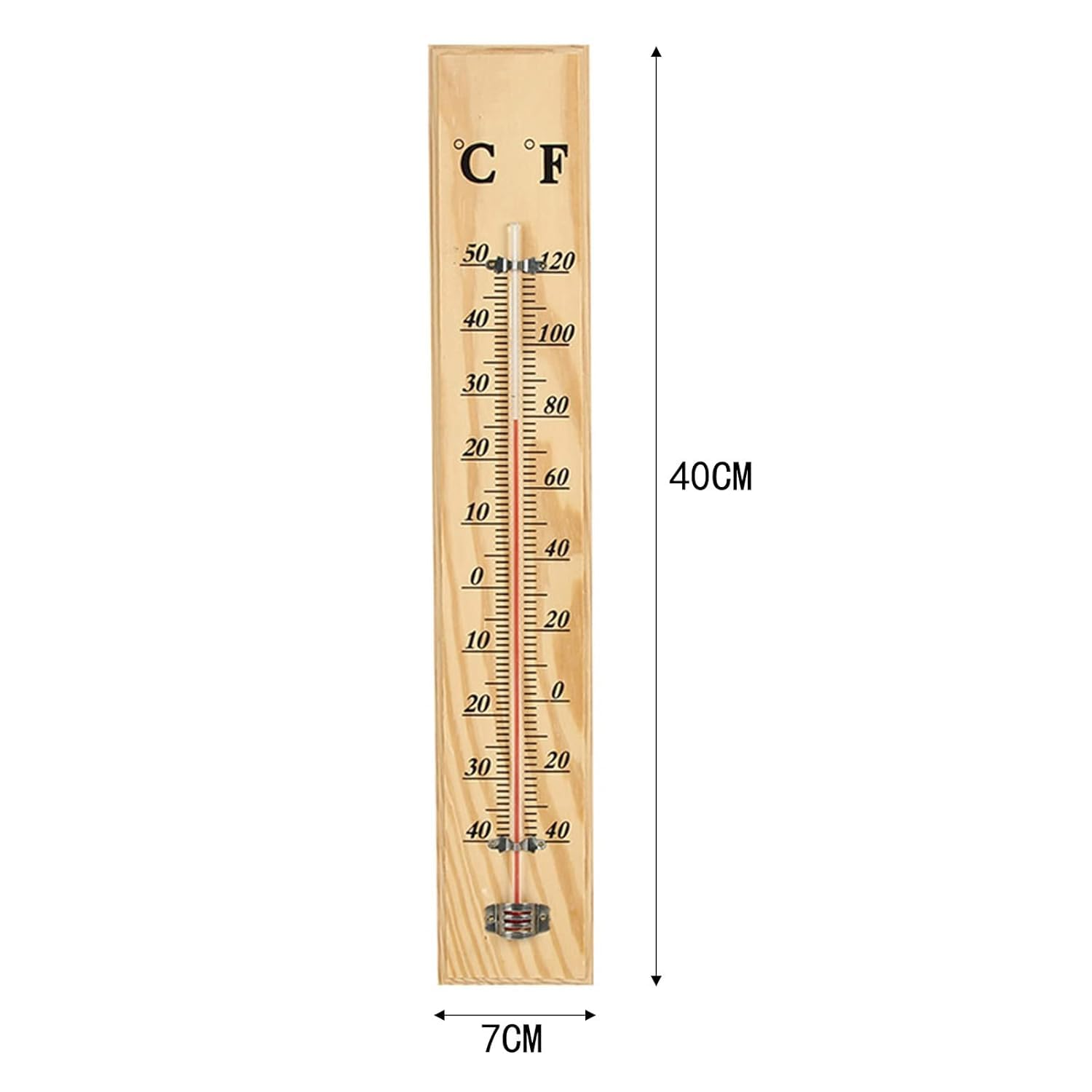 40X7X1Cm Wooden Thermometer Wall Mounted Indoor Outdoor Garden Home Office Temperature Decoration image number 2