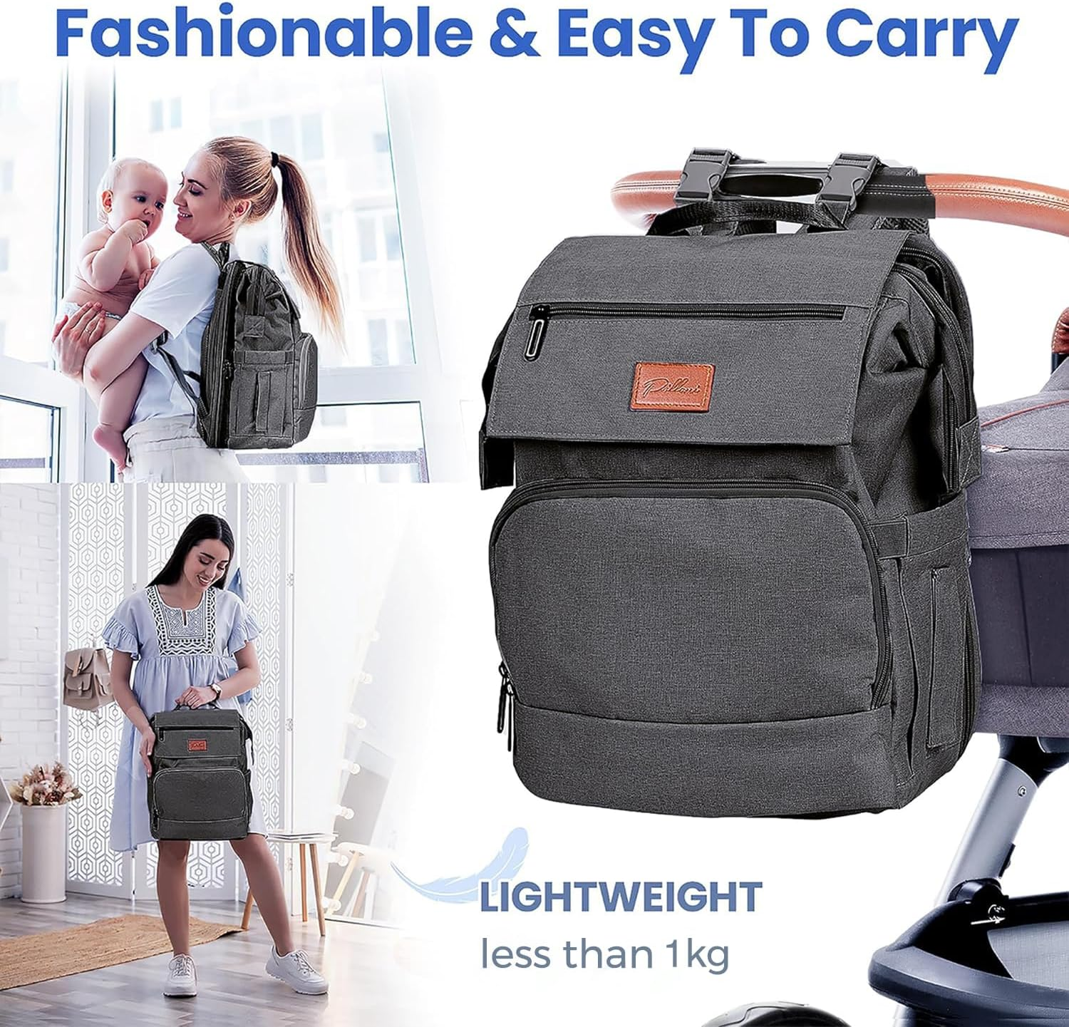 PILLANI Baby Diaper Bag Backpack - Baby Bag for Boys & Girls, Diaper Backpack Baby Registry Search, Newborn Essentials