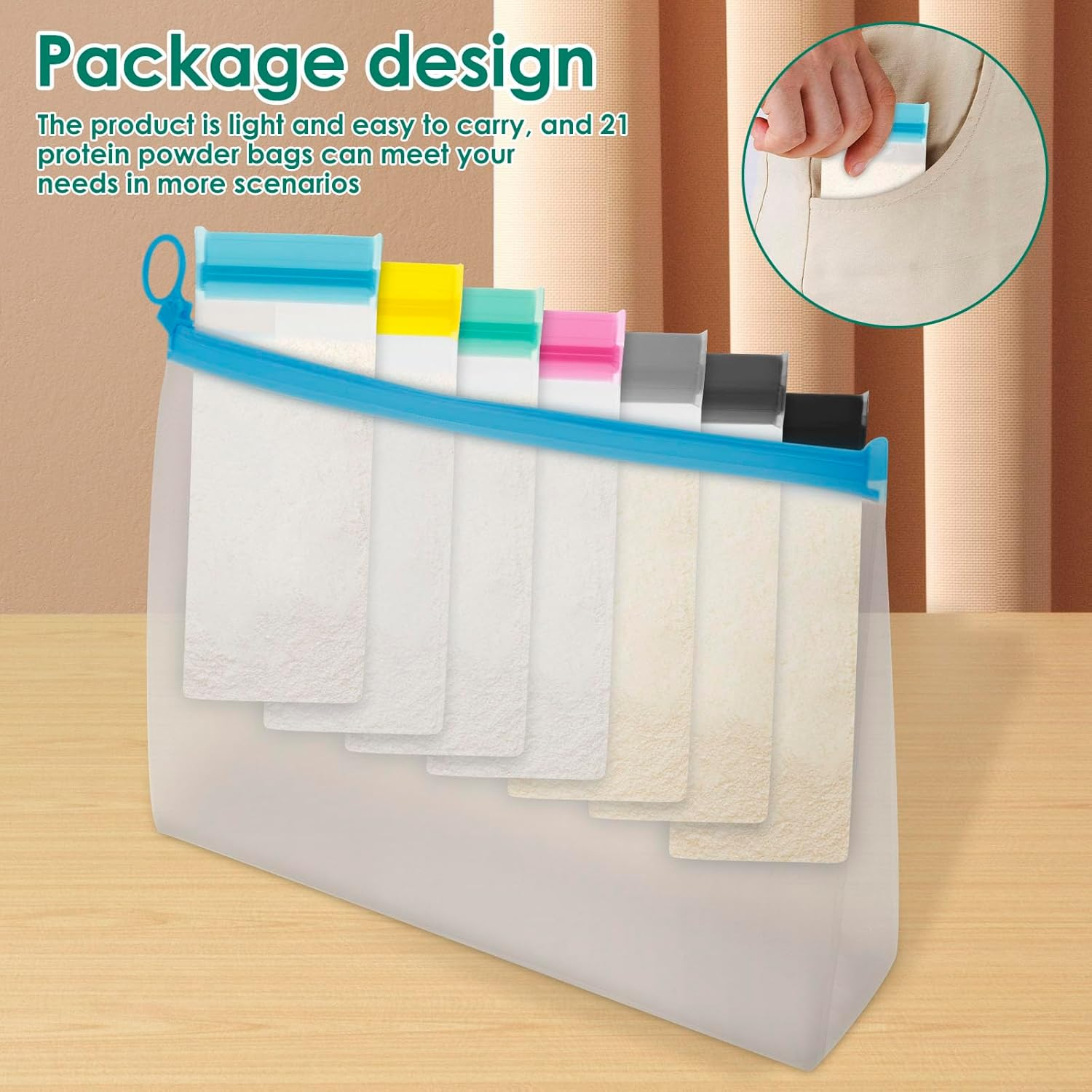 Protein Powder Travel Container Set, 25 Pcs Reusable Protein Powder Container to Go, Portable Supplement Storage Containers with Funnel and Spoon, Travel Containers Zip up Bags for Workout Fitness