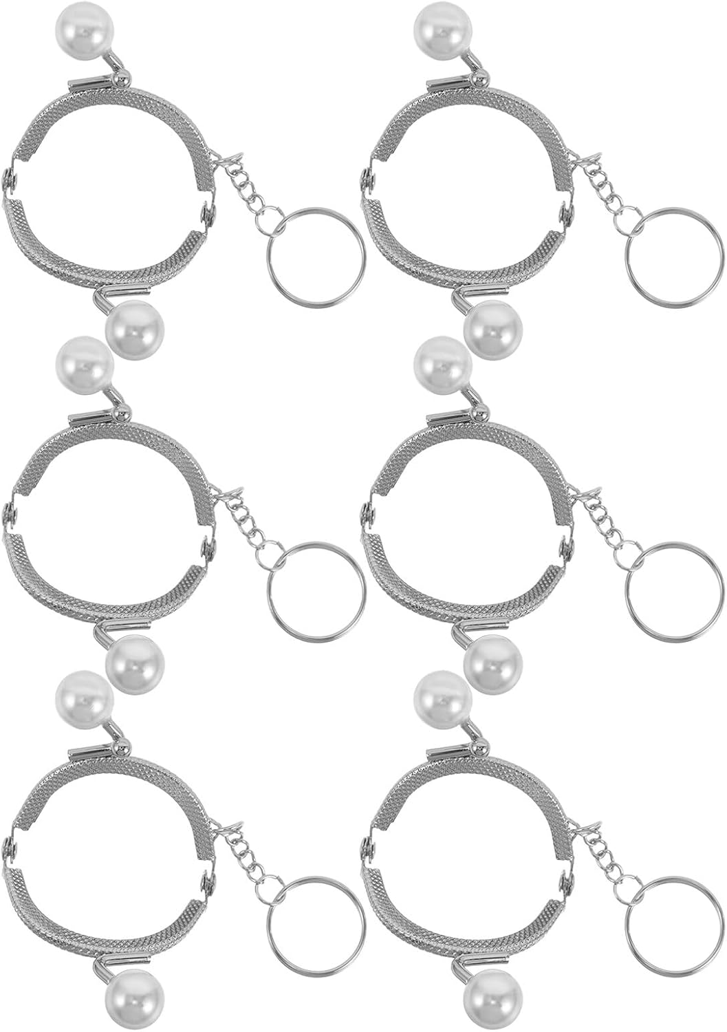 Gadpiparty 6Pcs Retro Metal Purse Frames with Simulation Pearls and Keychain, Antique Decorative Bag Clasp Locks for DIY Craft Purse Making and Doll Bag Accessories in Australia image number 3