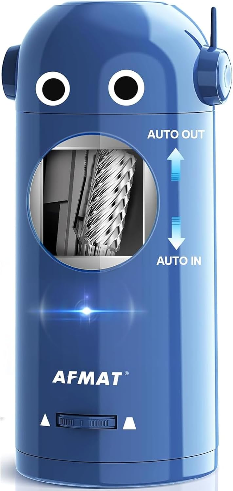 AFMAT Electric Pencil Sharpener, Fully Automatic Robot Pencil Sharpener for Colored Pencils 7-11.5Mm, Auto in & Out, Rechargeable Hands-Free Pencil Sharpener for Home/Classroom/Office, Blue