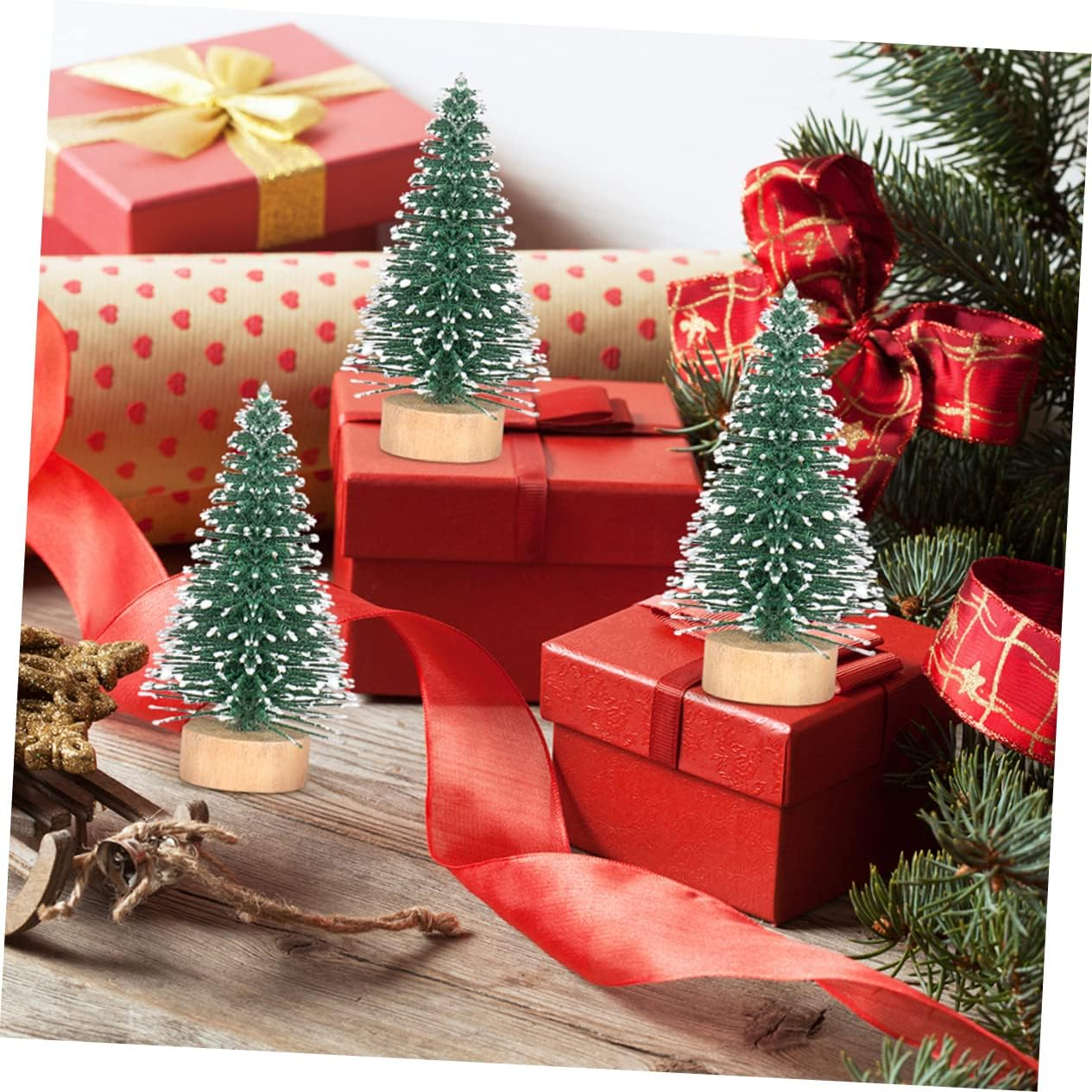 GARVALON 12Pcs Mini Adornment Christmas Tree Decorations Craft Tree Adorn Covered Home DIY