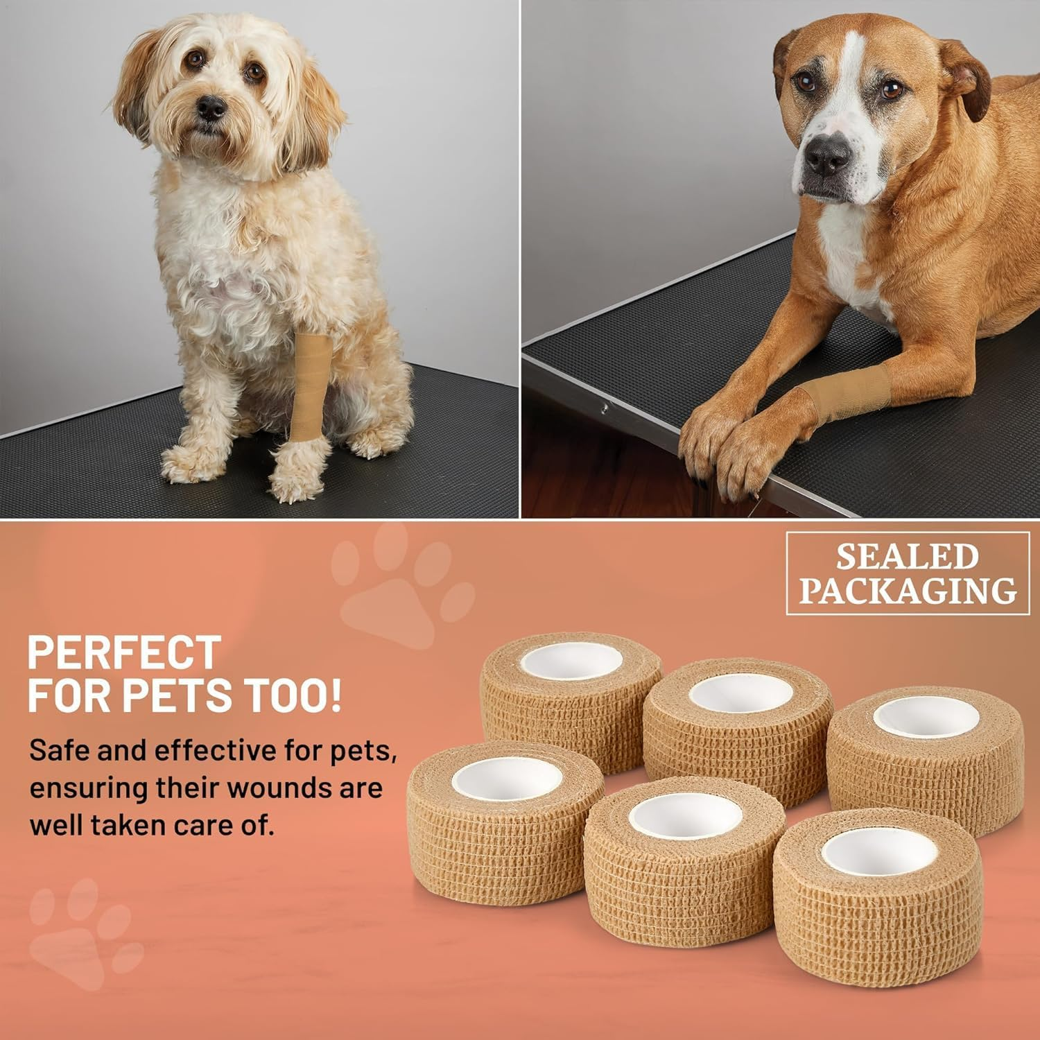 12 Rolls Self Adherent Wrap Tape, 1'' X 5Yards Medical Cohesive Bandages Flexible Stretch Breathable Wrap Rolls, Athletic Strong Elastic First Aid Tape for Sprain Swelling Sports image number 3