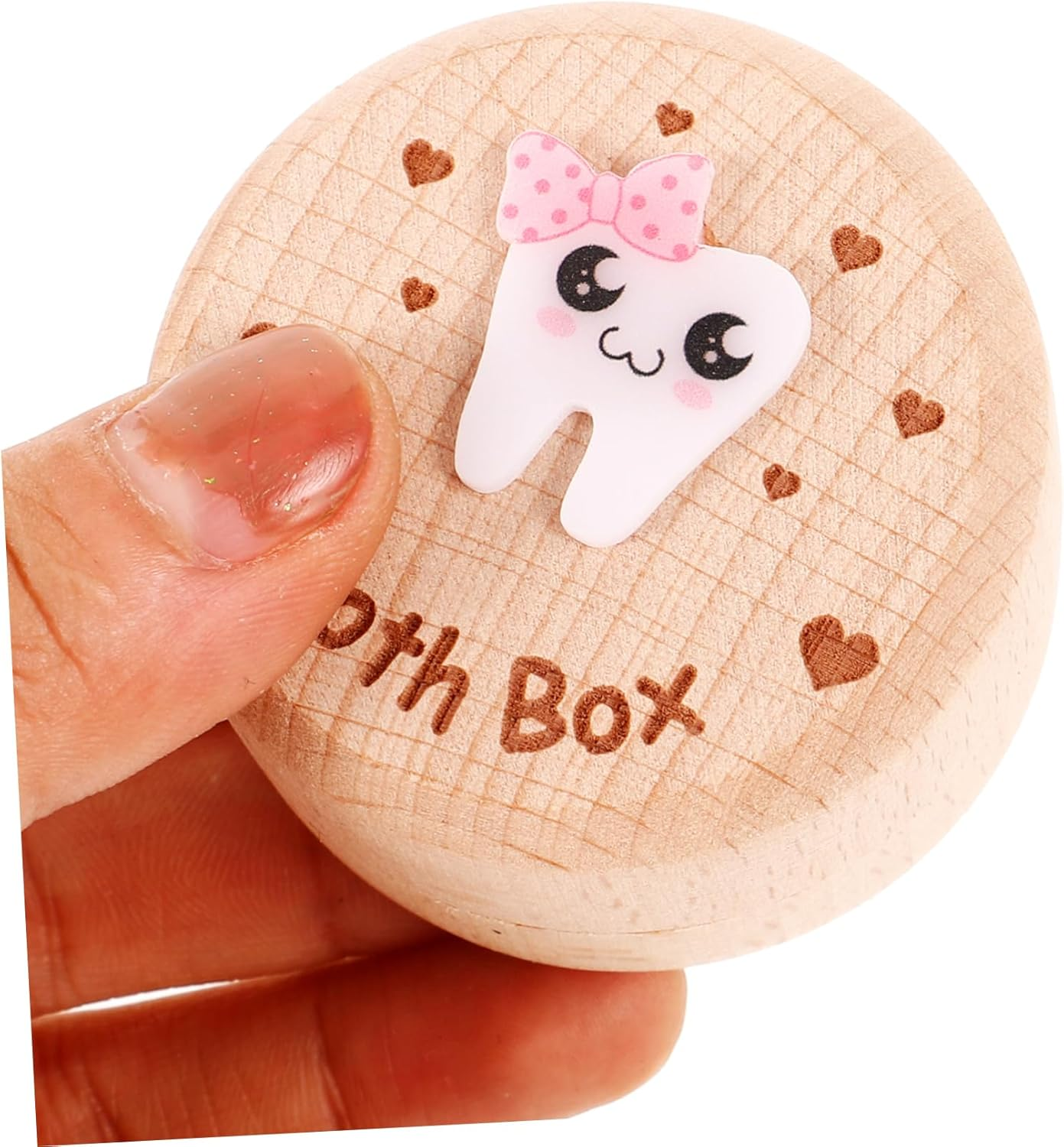SECFOU Wooden Tooth Box for Boy Girl Modern Keepsake Storage for Teeth and Hair Cute Fairy Box for Boys and Girls Elegant Design for Nurseries and Bedrooms image number 1