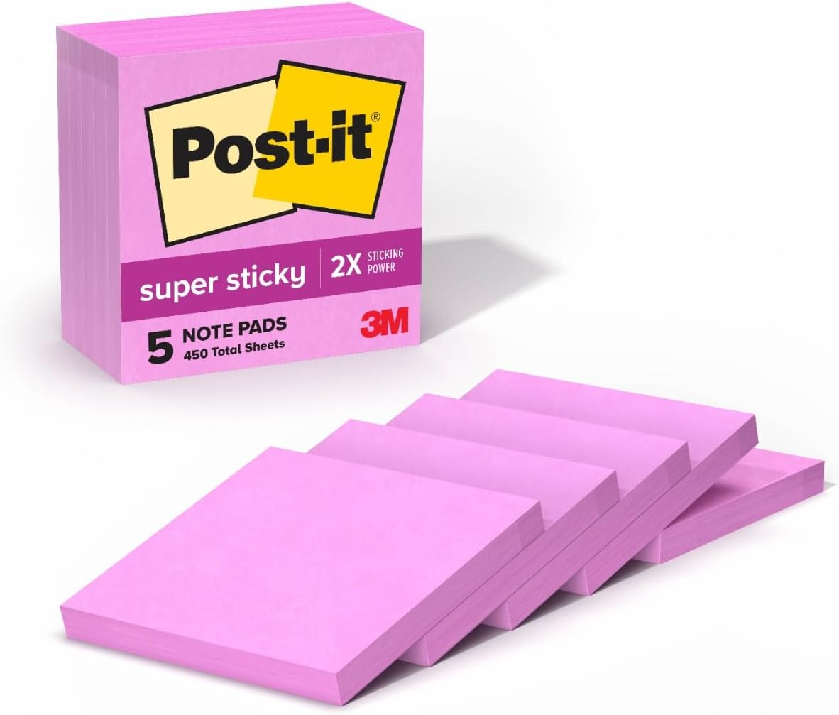 Post-It Super Sticky Notes Neon Pink 76Mm X 76Mm 654-5SSNP (Pack of 5) image number 4