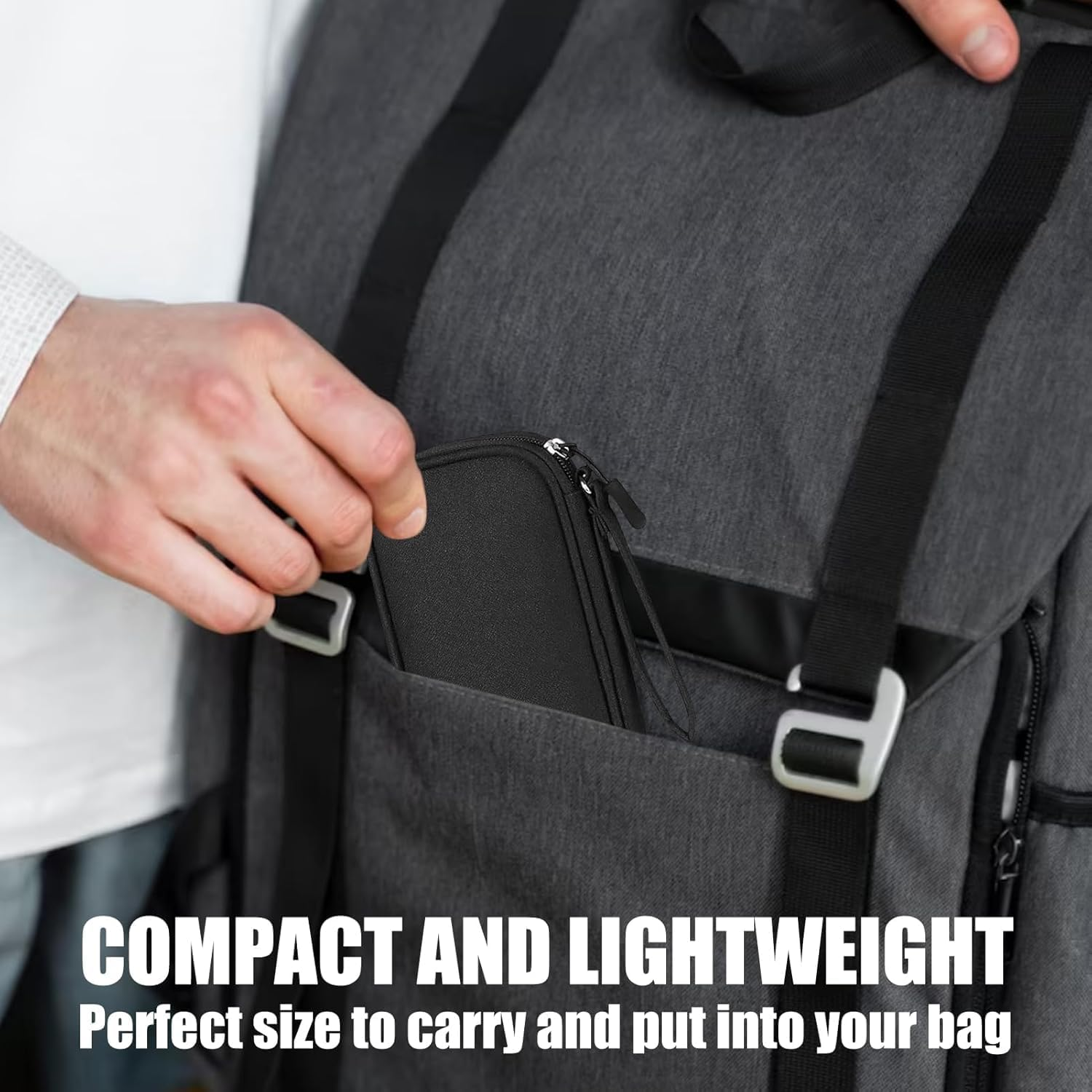 Tech Pouch & Electronics Travel Organiser, Compact Electronics Storage Bag for Phone Power Bank Cables and SD Cards, Travel Essentials and Cable Organiser - 1 Piece, Black Small