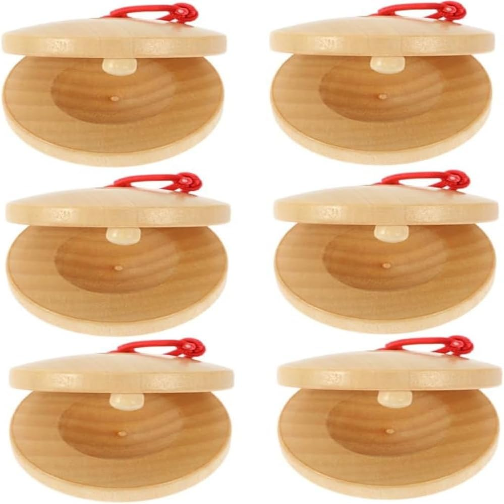 Jindizi Musical Castanets Instrument, 6Pcs Wooden Castanets Castagnette Castanets for Adults Small Fish Castanets Teaching Instrument Percussion Castanets Castanets Castanets Bulk Castanets image number 1