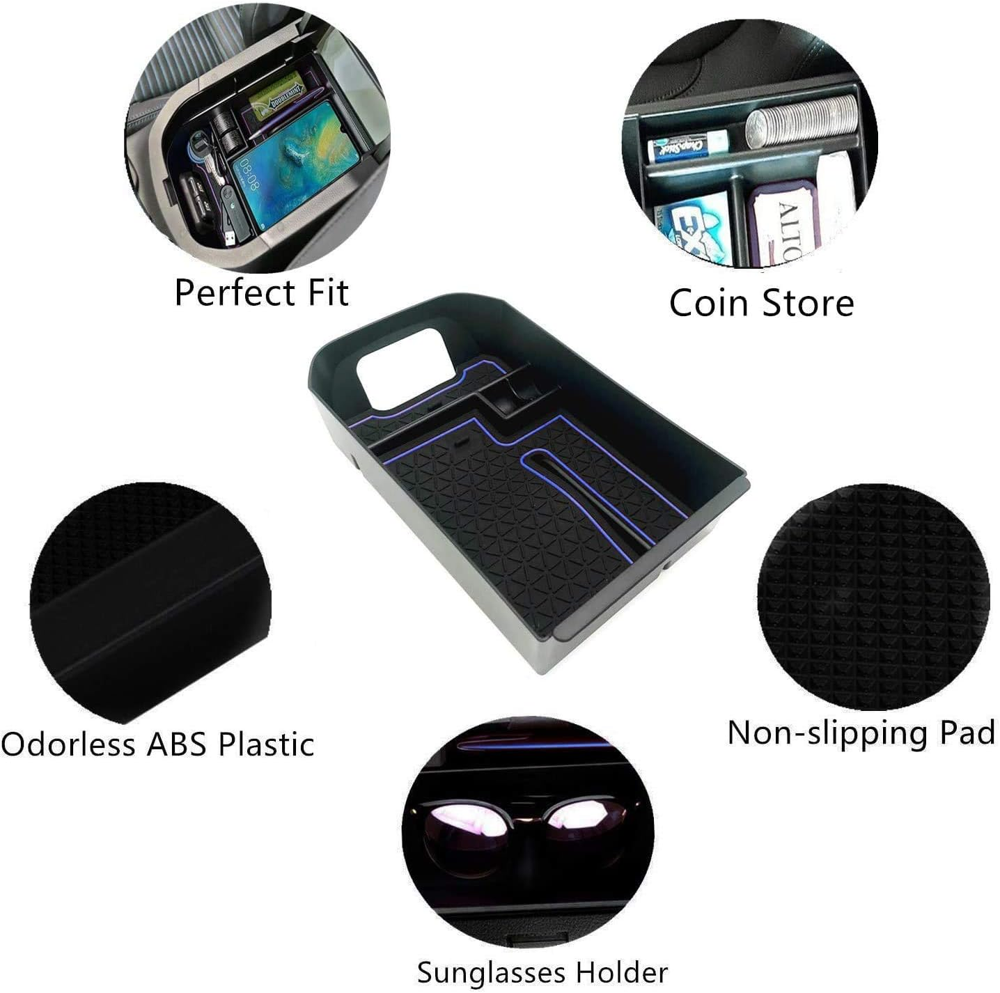 EVTIME Fit for Toyota RAV4 2019 2020 2021 2022 2023 2024 2025 and RAV4 Prime 2021-2025 Accessories Center Console Organizer Tray Armrest Box Secondary Storage image number 6