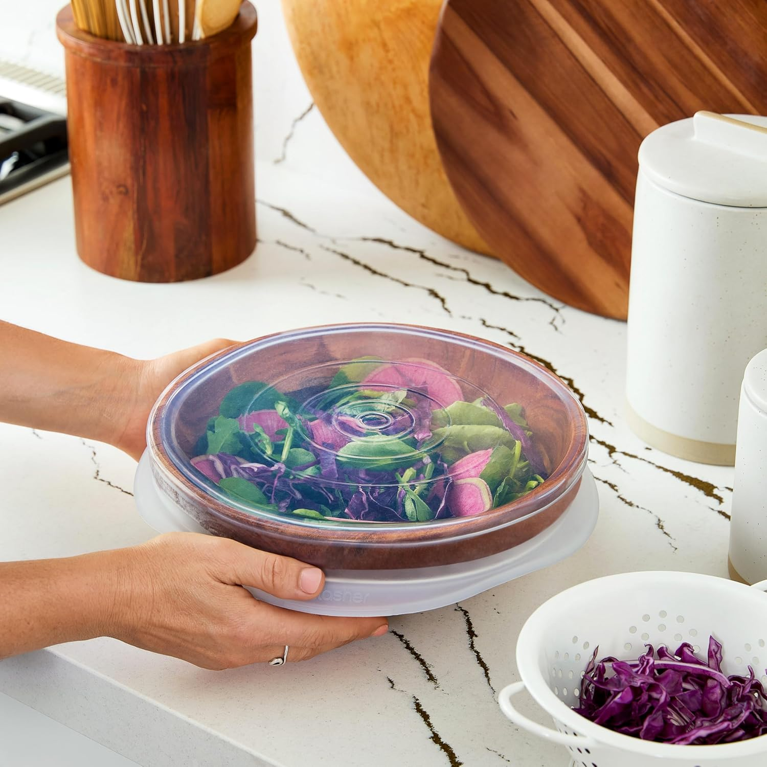 Stasher Premium Reusable Silicone Stretch Lids 3-Pack Box - Large, Clear, 9&rdquo; Lids, Airtight Seal, Food Container Covers, BPA Free, Leak-Free, Dishwasher Safe, Microwave Safe, Eco-Friendly image number 2