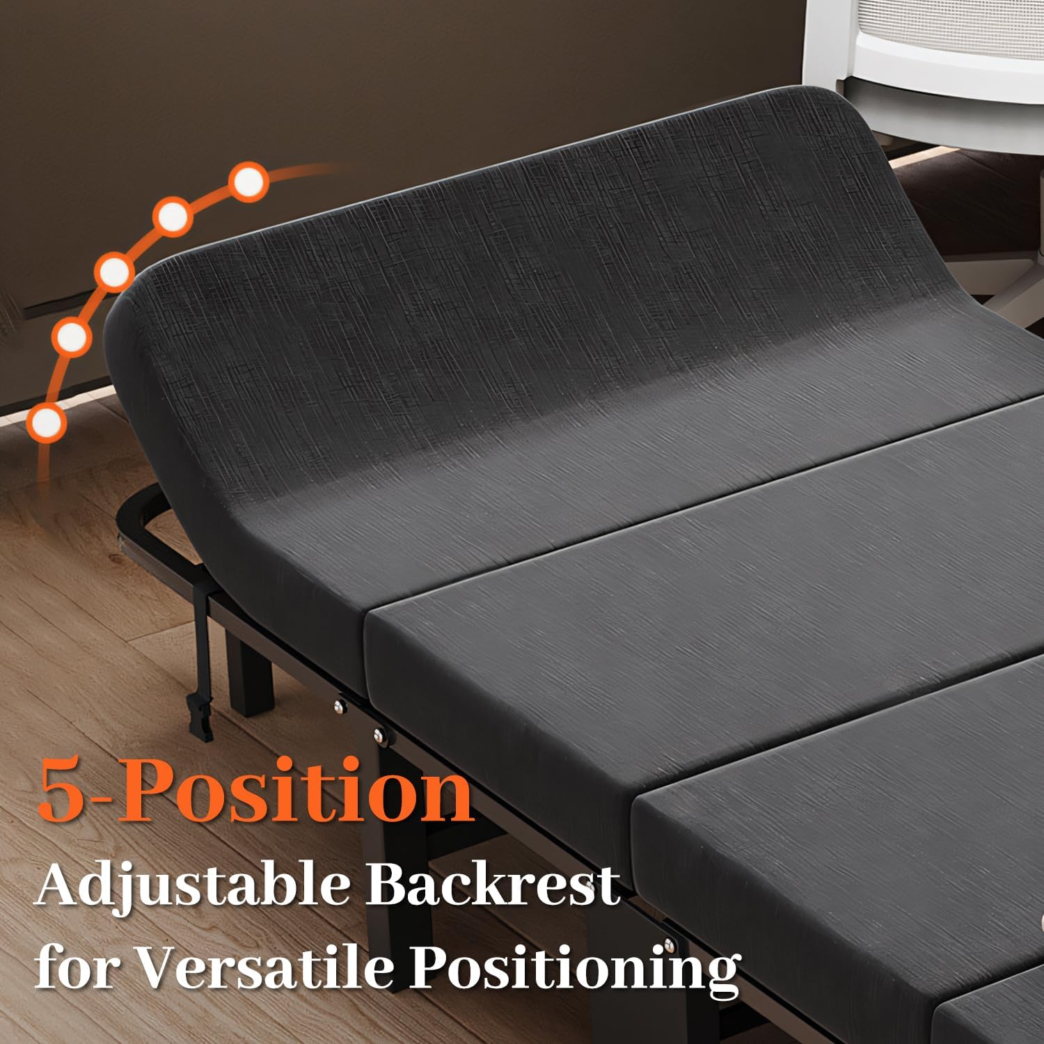 Uandhome Folding Bed with Mattress,4-Fold Rollaway Guest Bed with Twin Size & Metal Frame & Rolling Wheels & Adjustable for Adults Temporary Shelters Home Office Easy Storage(185 * 90 * 22.5Cm) image number 3