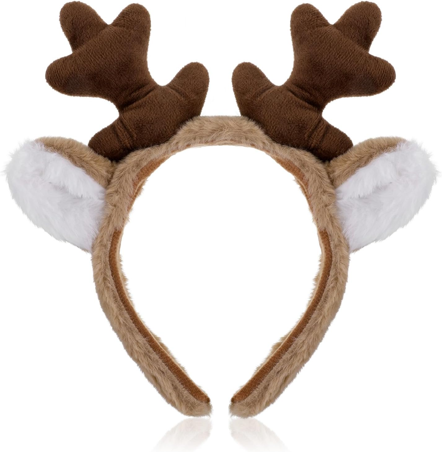 Qianyu Reindeer Antlers Headband Animal Ears Hairband Fluffy Deer Antler Hair Accessories for Party Cosplay Costume Christmas Halloween image number 1