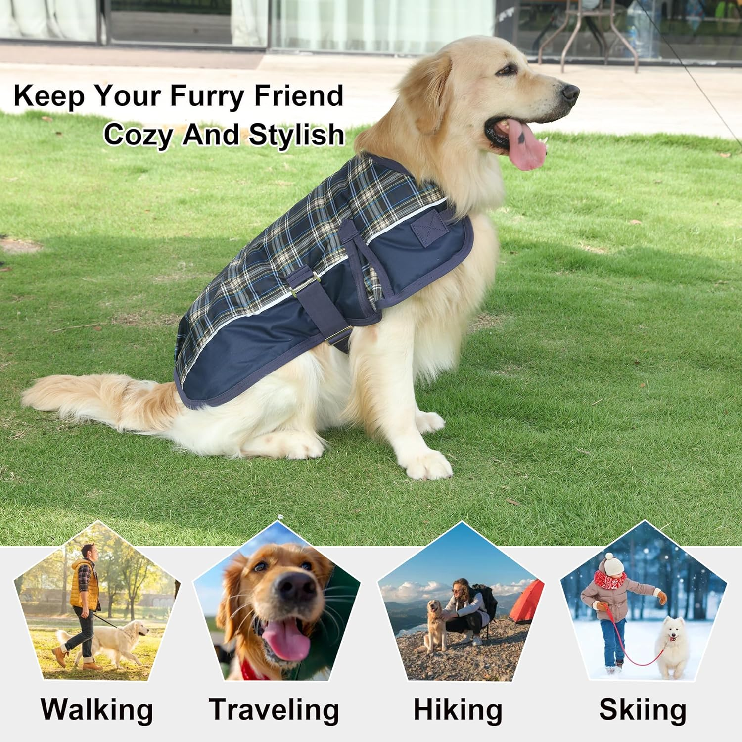 Warm Dog Winter Coat, Dog Cold Weather Coats Waterproof Windproof Reflective Dog Apparel Clothes Pet Jacket Padded Vest Outfit for Small Medium Large Dogs (Navy Blue, 50Cm) image number 5